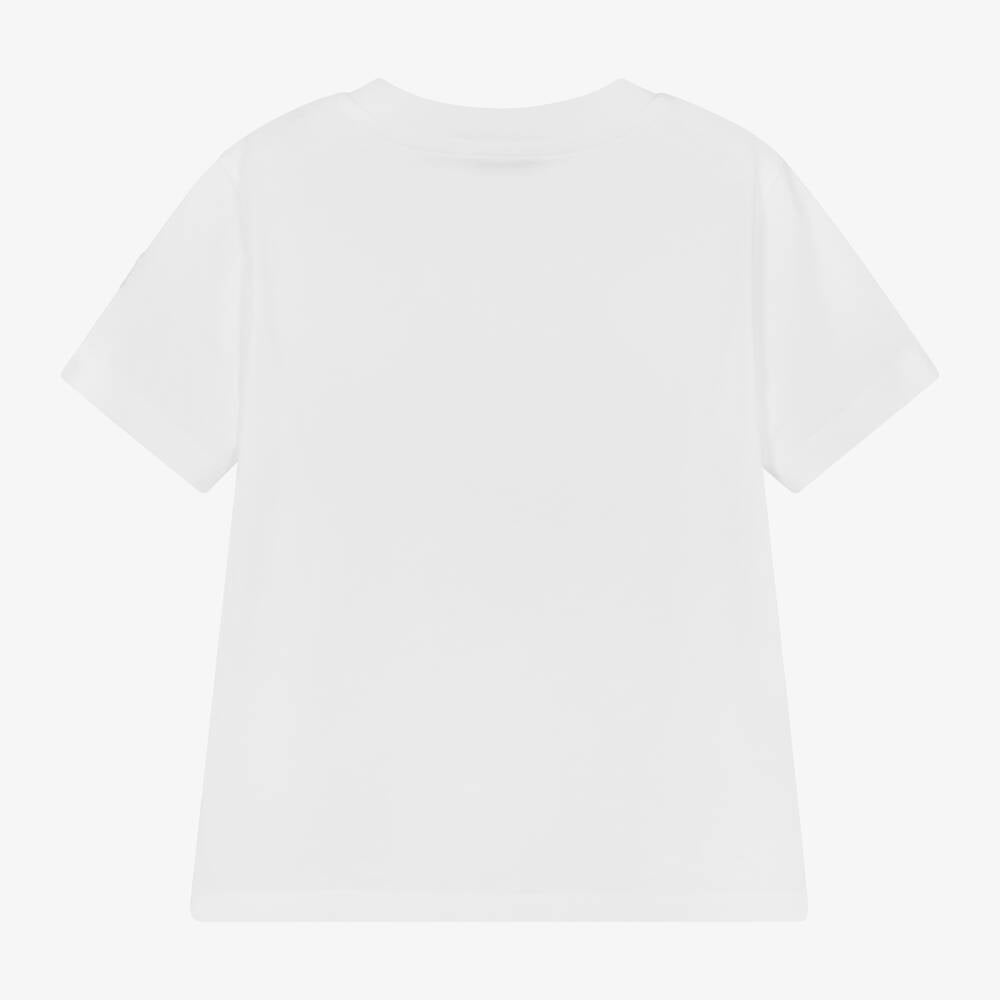 Boys White Logo Cotton T-Shirt