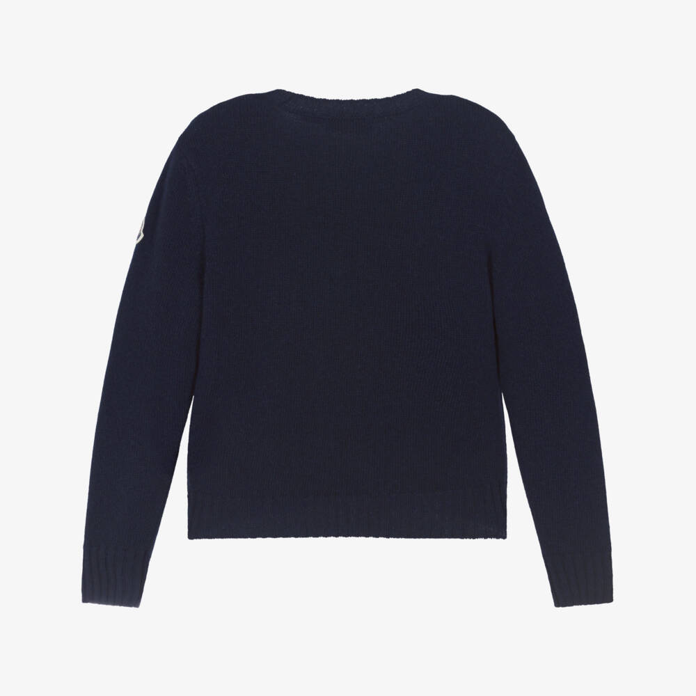 Boys Navy Knit Wool Sweater