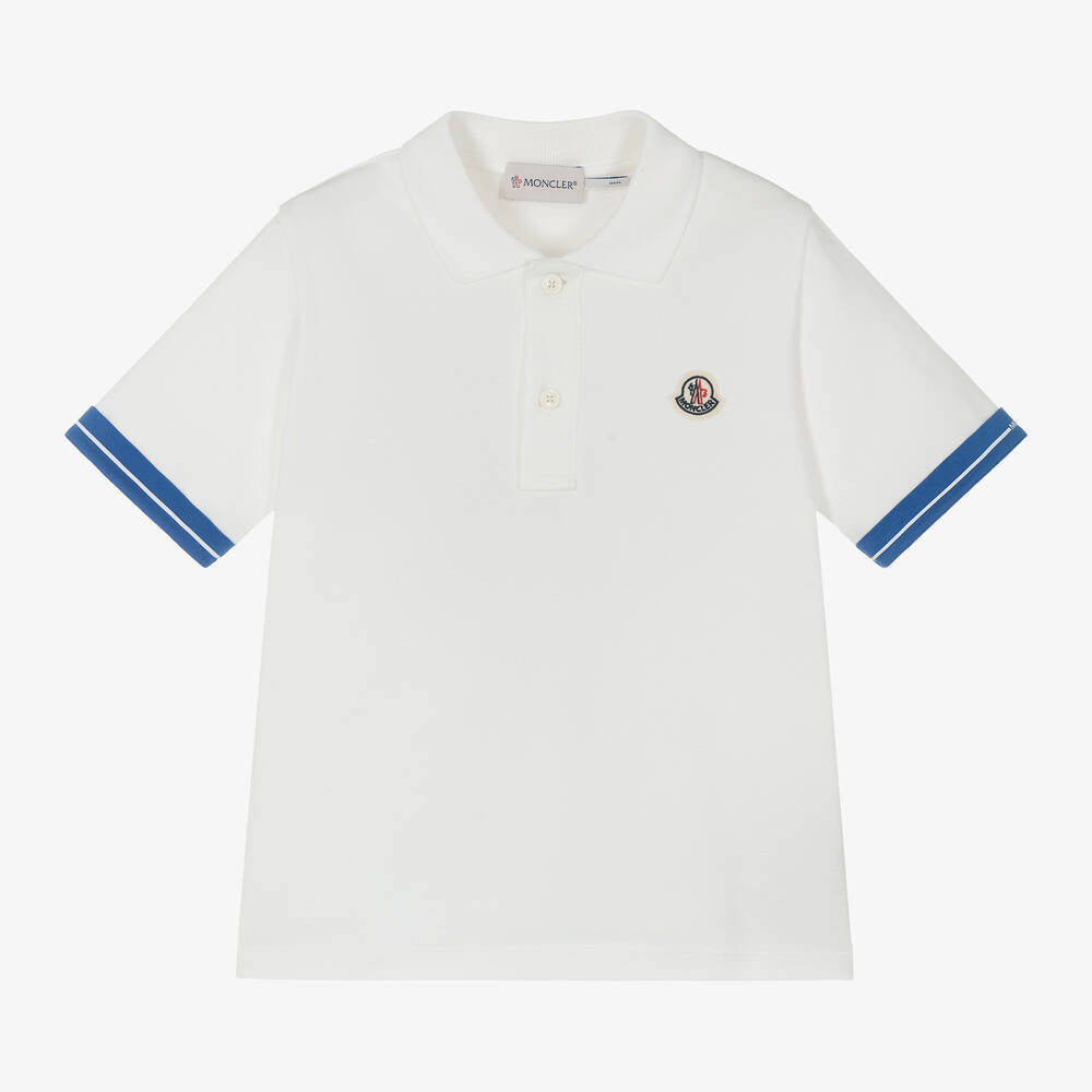 Boys White Cotton Polo Shirt