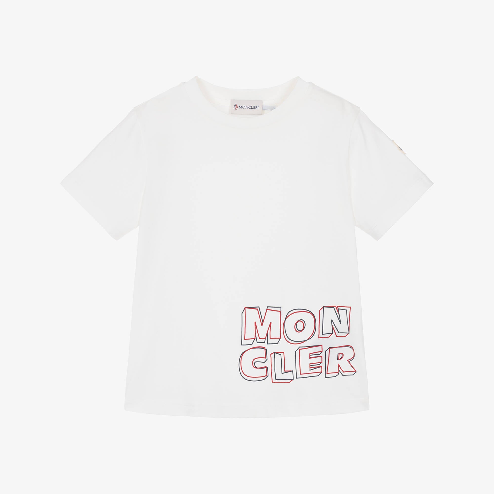 Boys White Logo Cotton T-Shirt