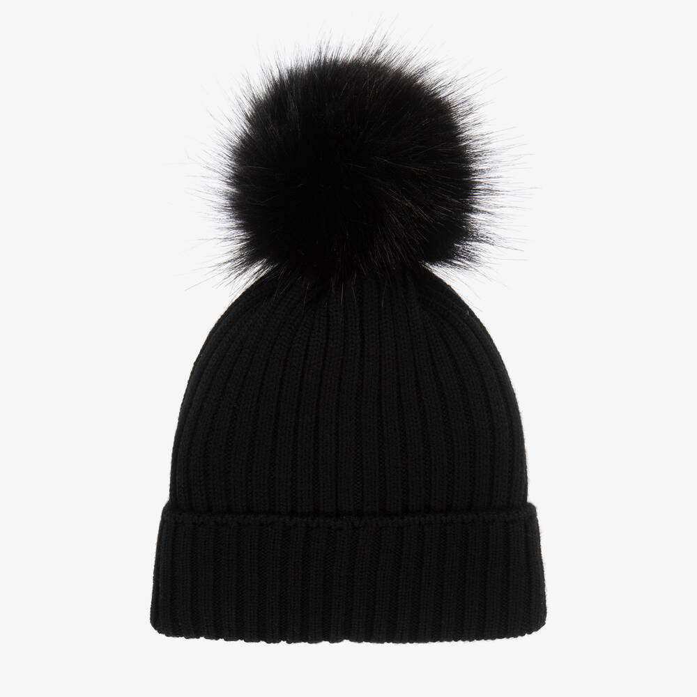 Boys & Girls Black Knit Wool Hat