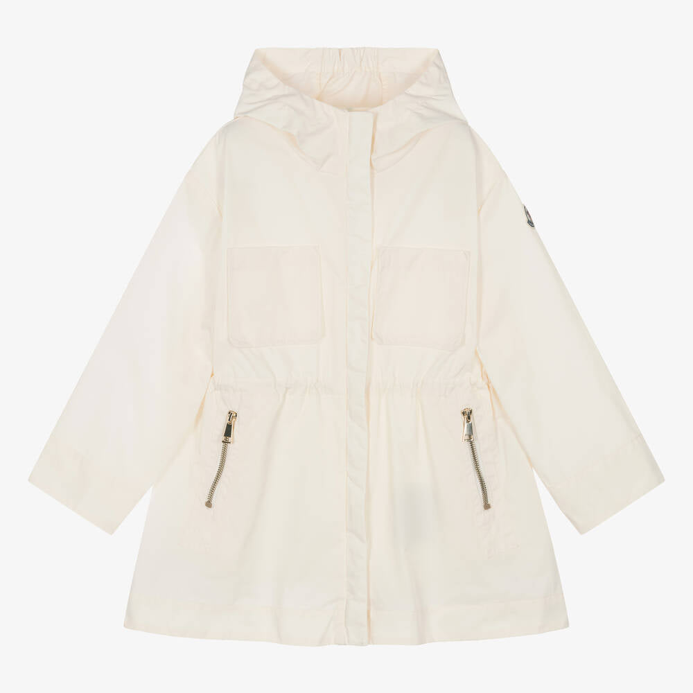 Girls White Hooded Coat