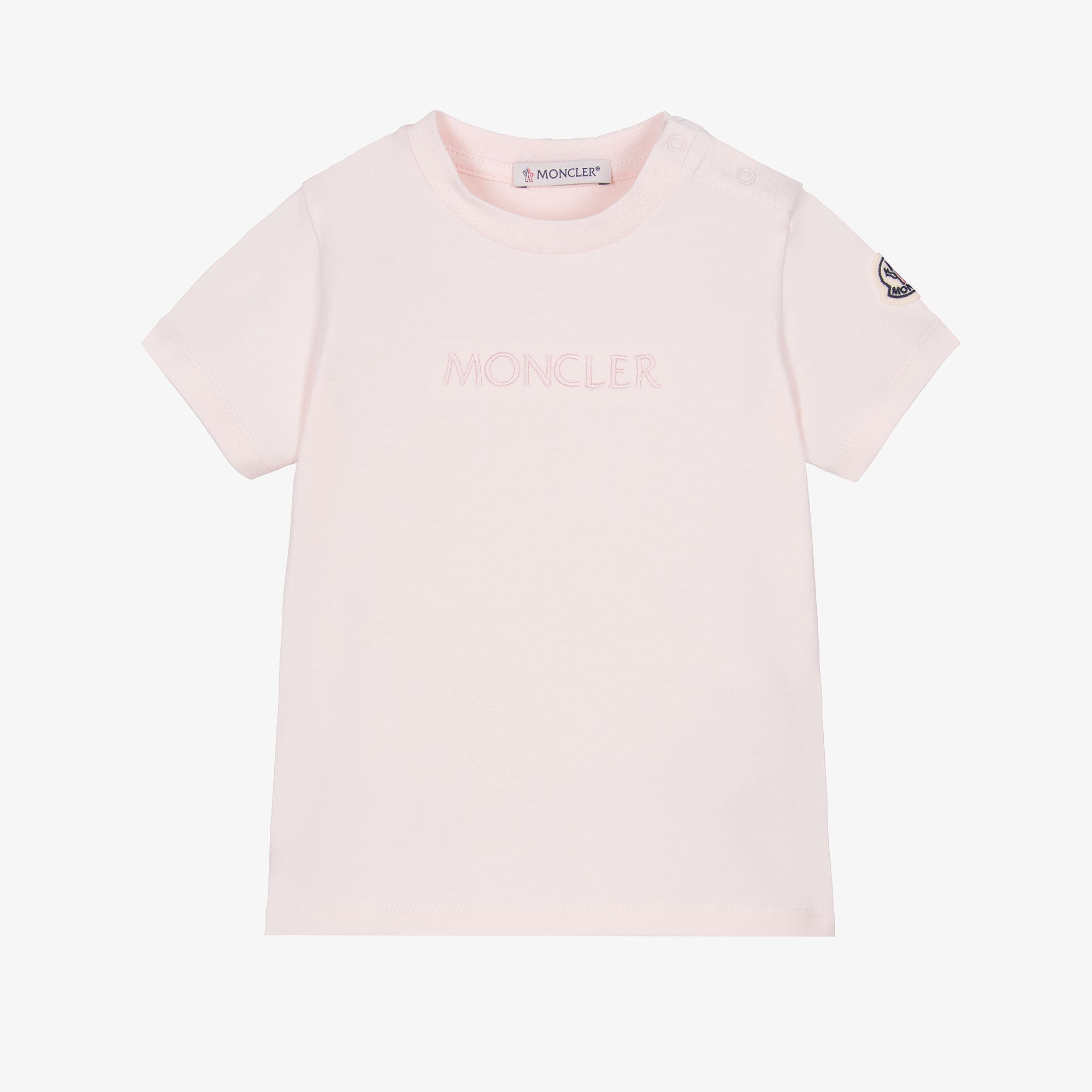 Baby Girls Light Pink Embroidered Logo Cotton T-Shirt