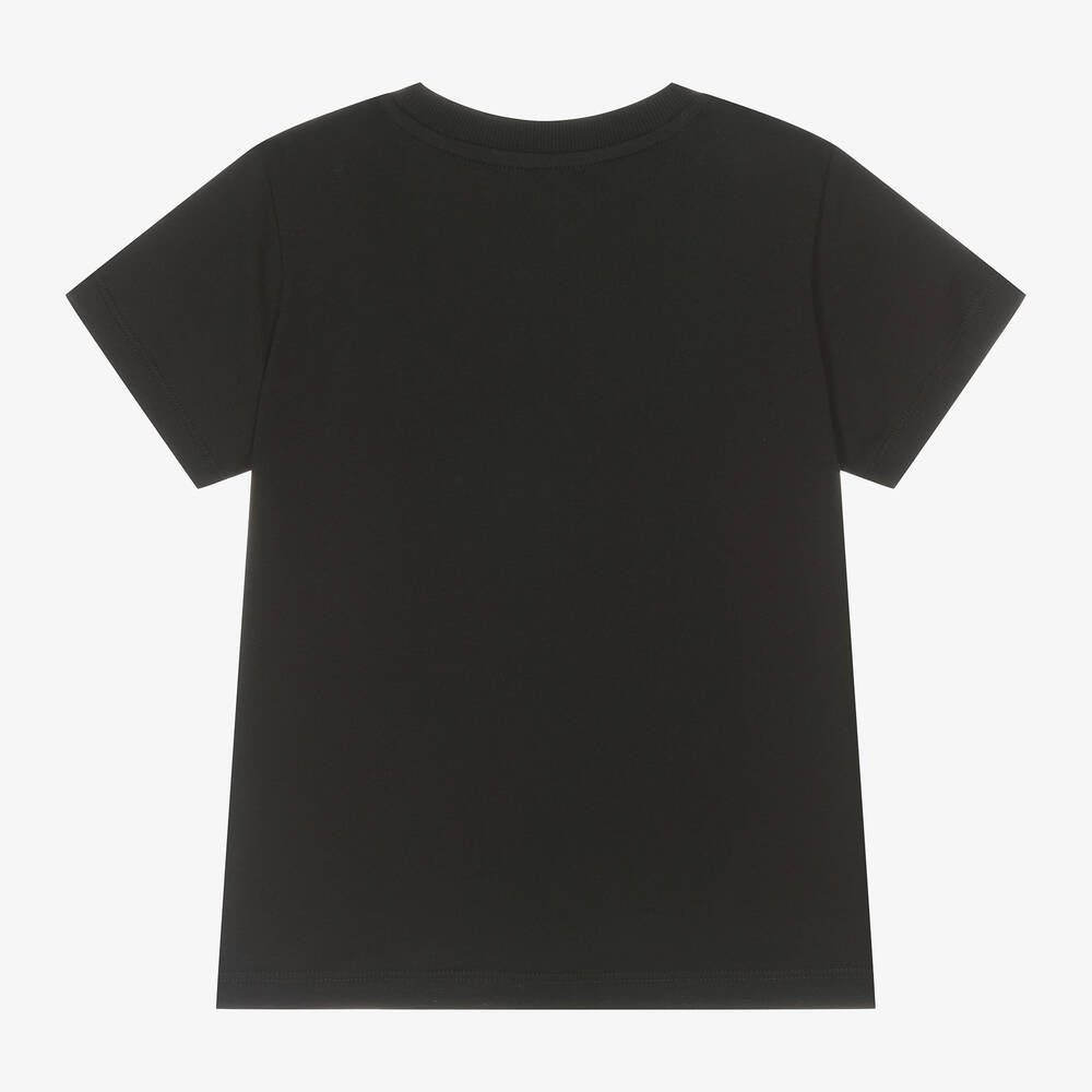 Boys & Girls Black Logo Cotton T-Shirt