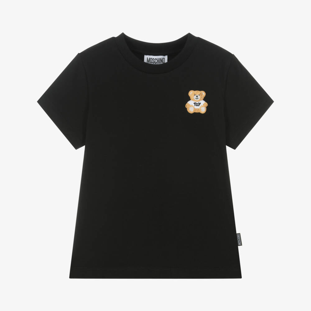 Boys & Girls Black Cotton T-Shirt