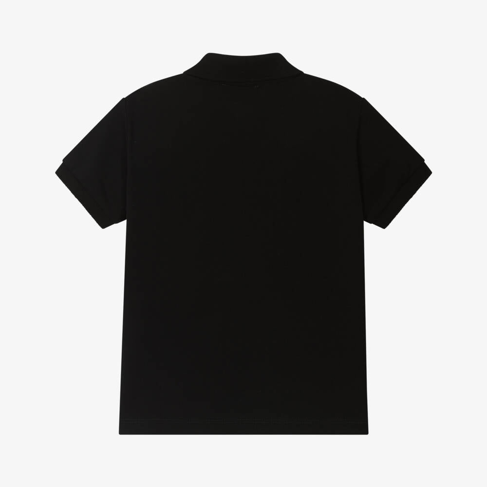 Boys Black Cotton Polo Shirt