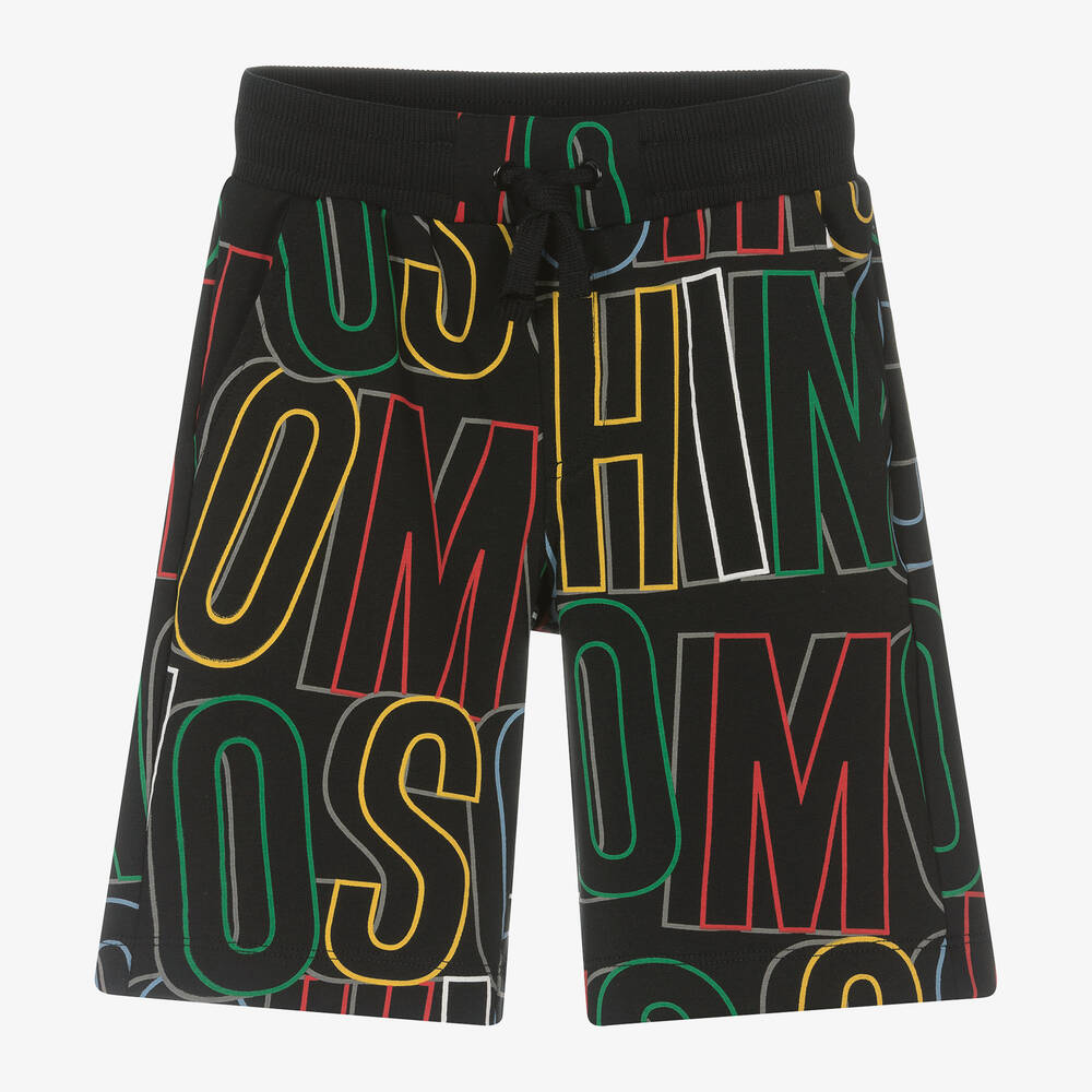 Boys Black Logo Cotton Shorts