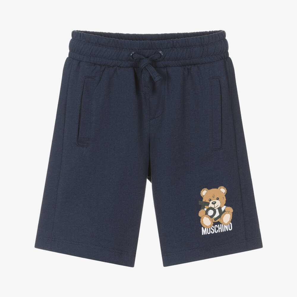 Boys Navy Printed Cotton Shorts