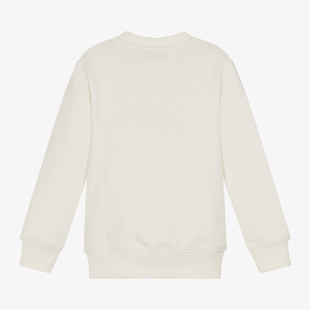 Boys & Girls White Printed Cotton Sweatshirt