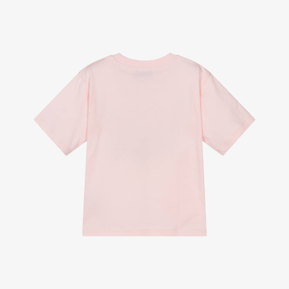Boys & Girls Pink Printed Logo Cotton T-Shirt