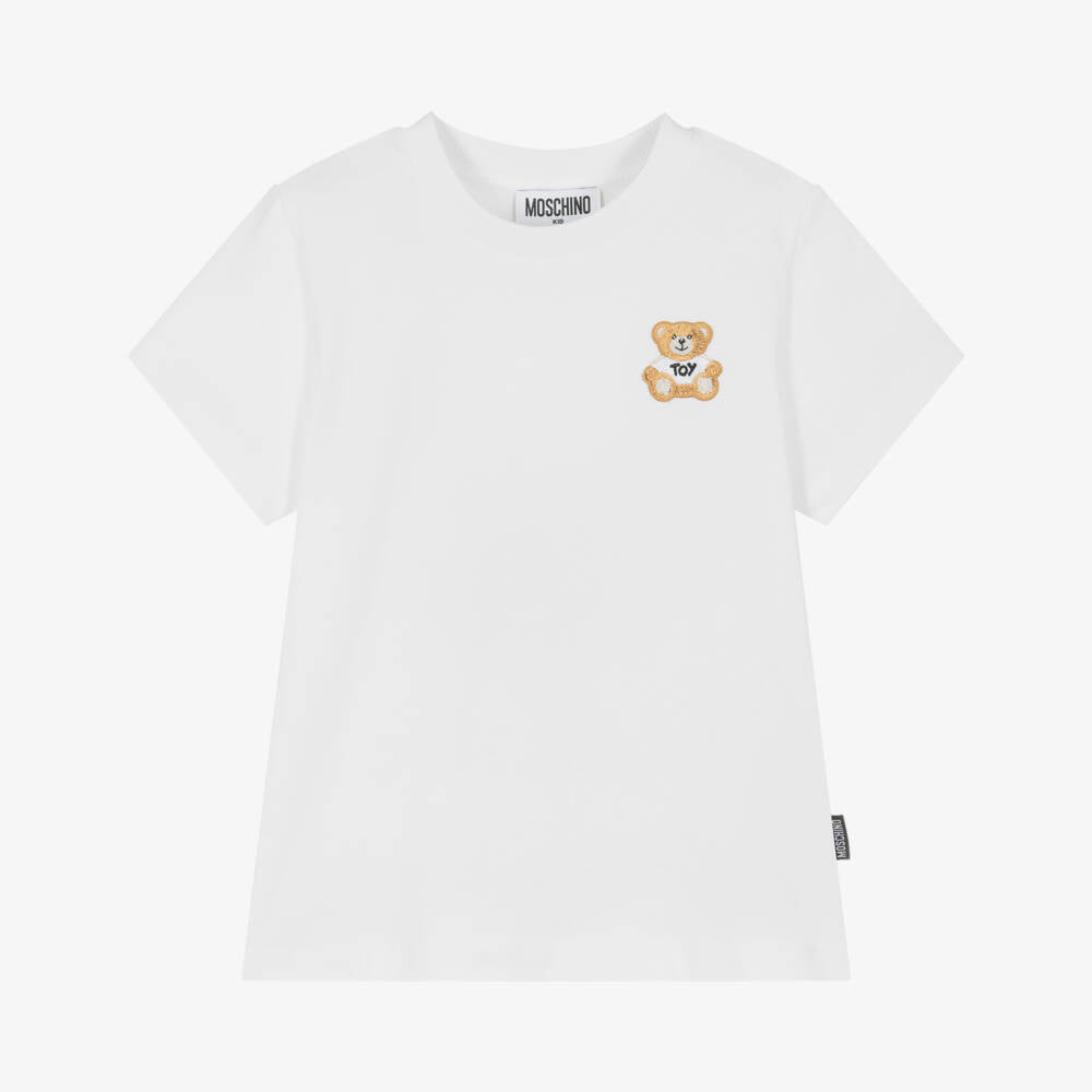 Boys & Girls White Cotton T-Shirt