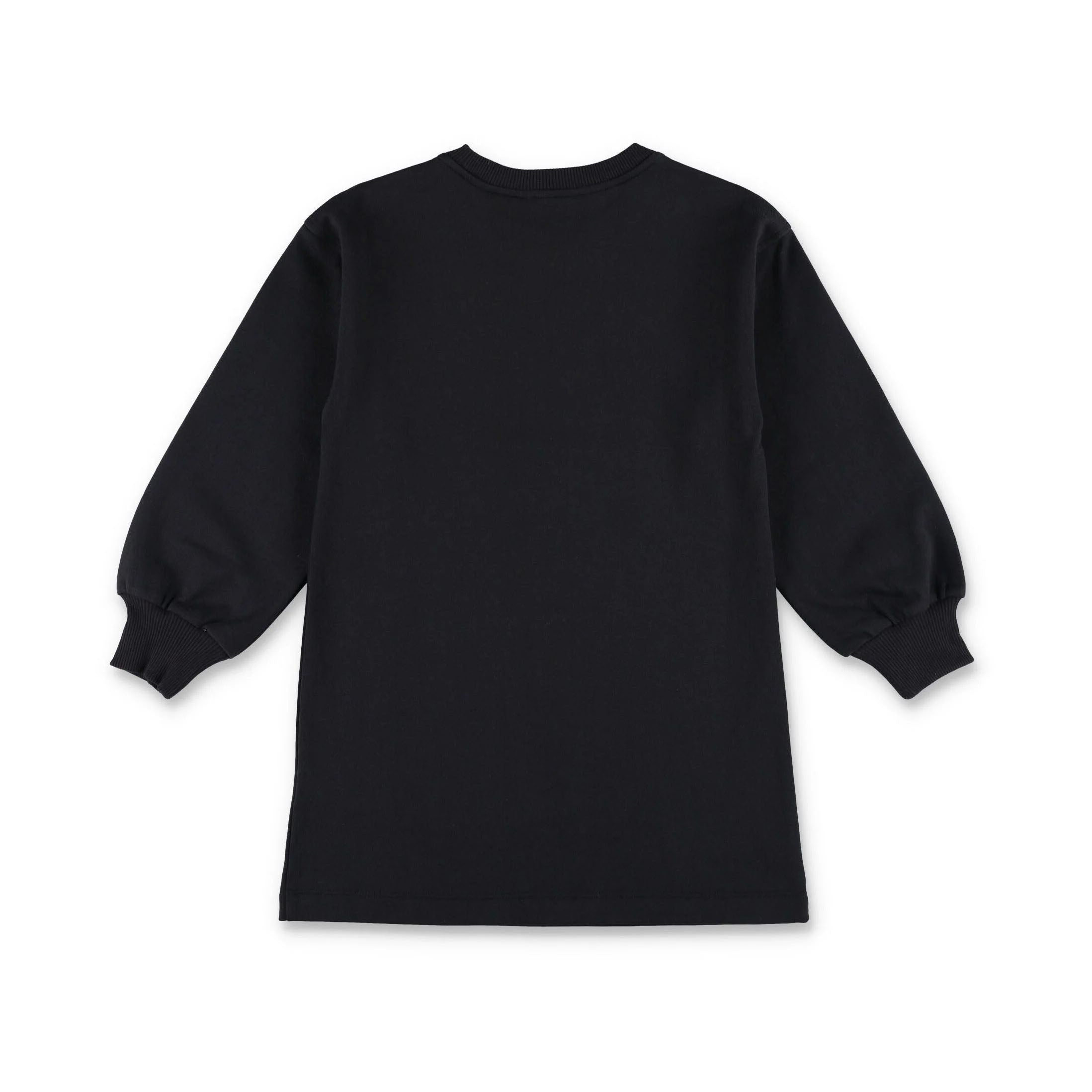 Girls Black Bear Printed Cotton Dress