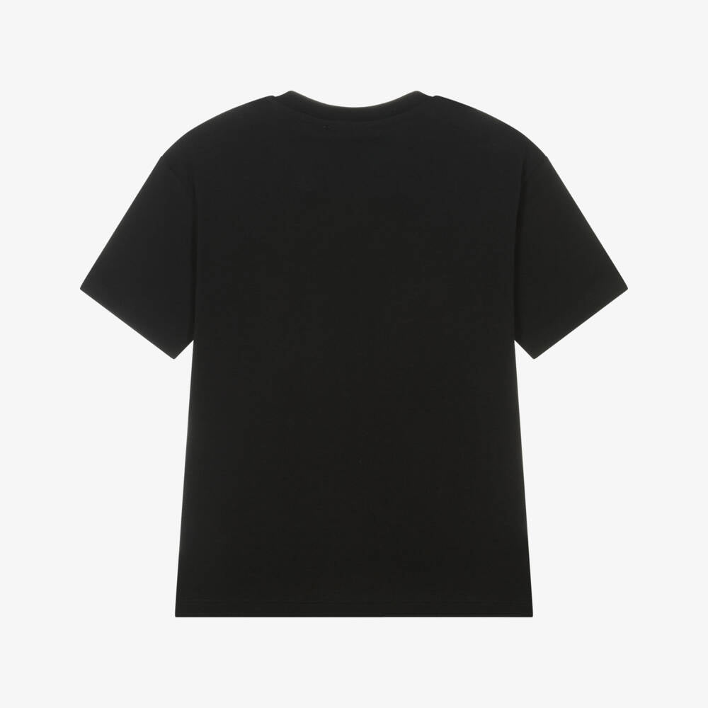 Boys Black Logo Cotton T-Shirt