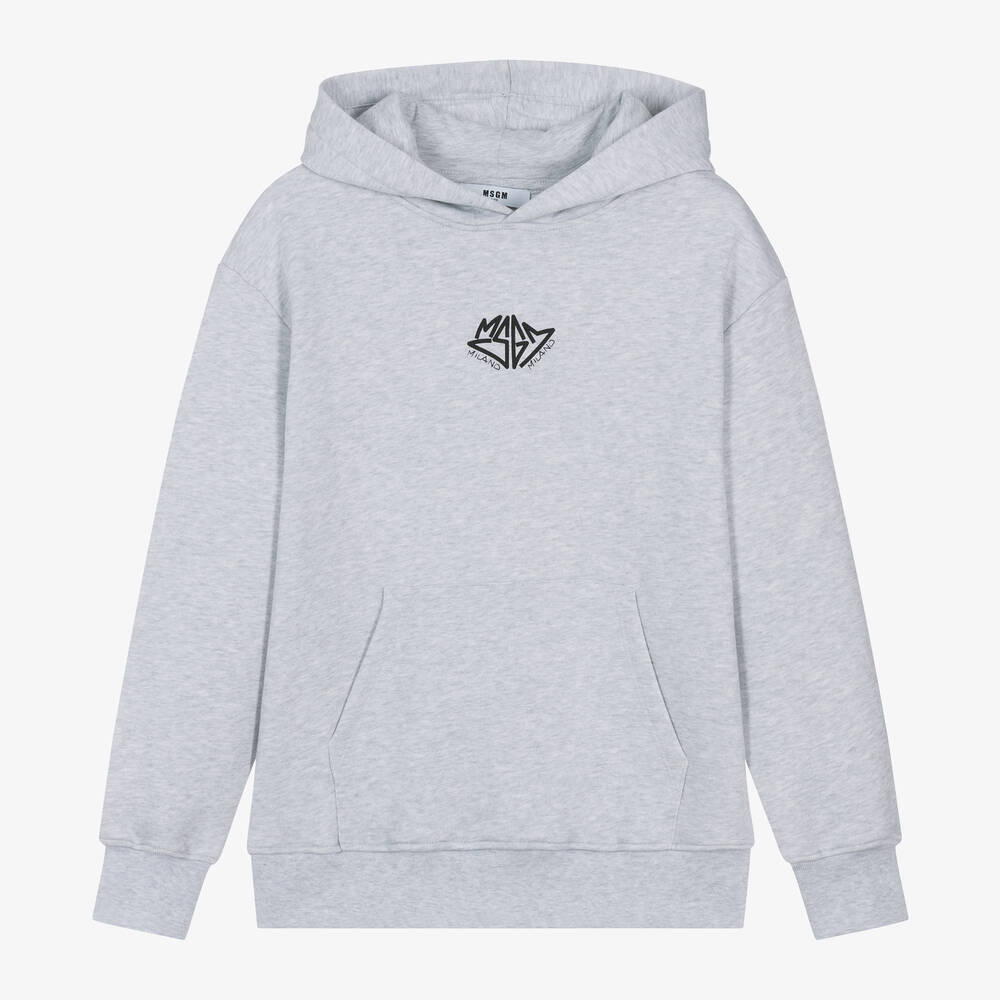 Boys Grey Hooded Cotton Sweatshirt