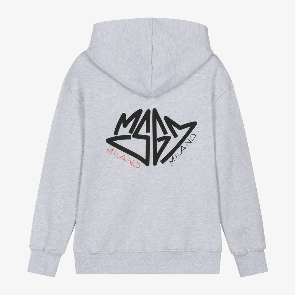 Boys Grey Hooded Cotton Sweatshirt