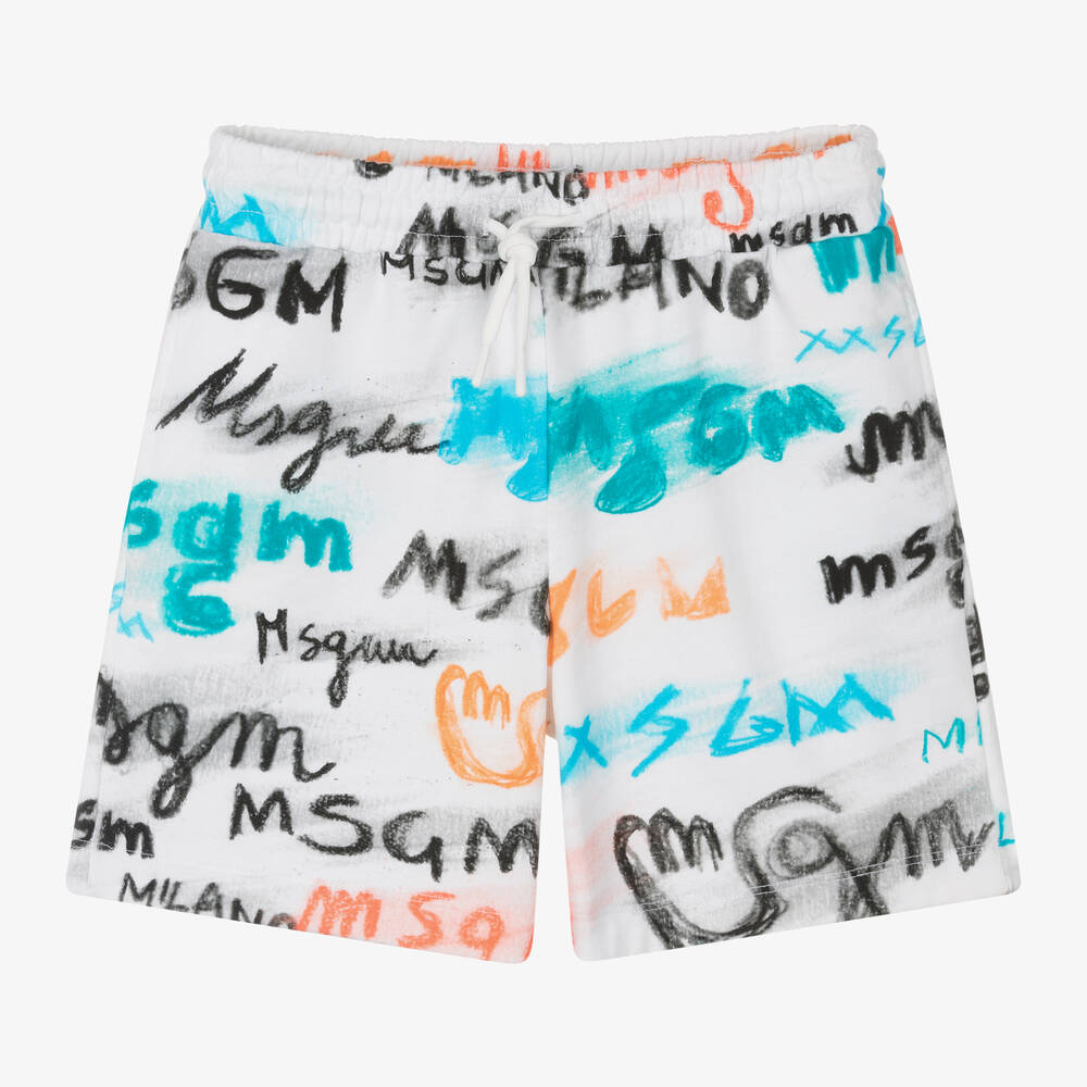 Boys White Logo Cotton Shorts