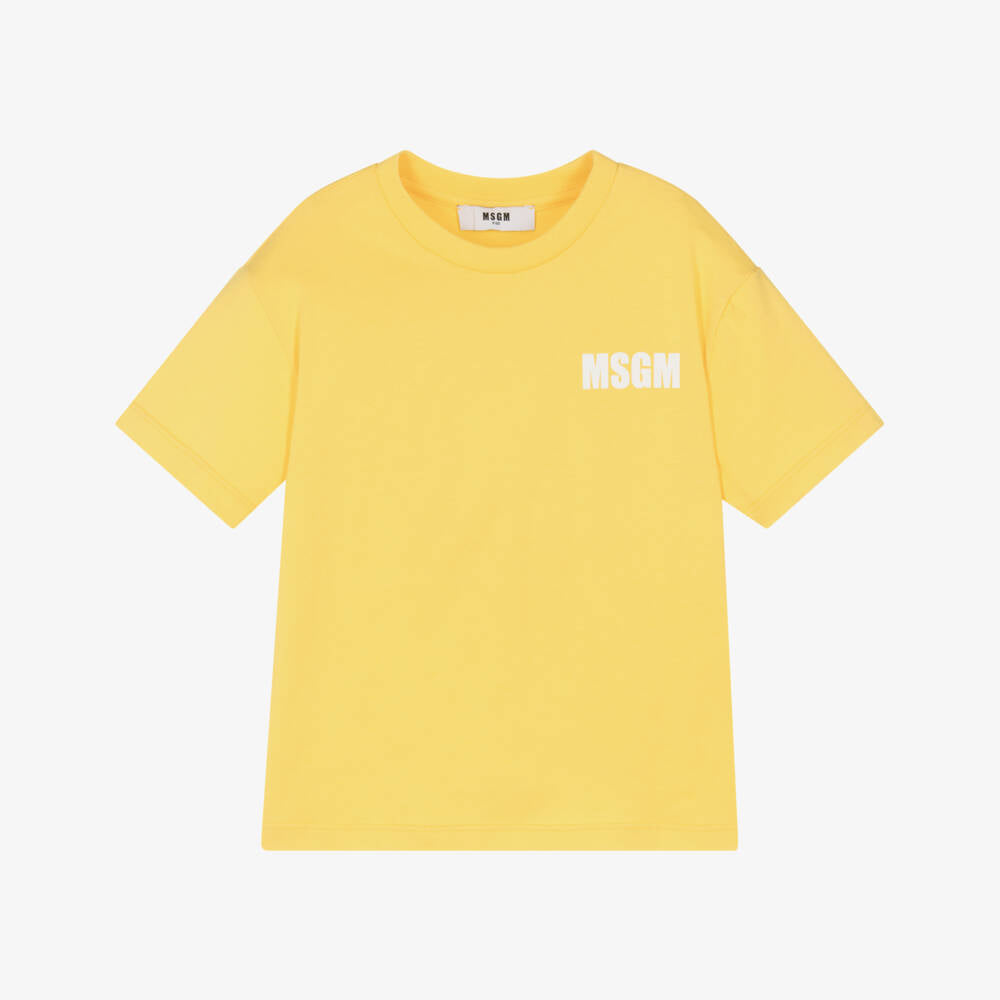 Boys & Girls Yellow Logo Cotton T-Shirt