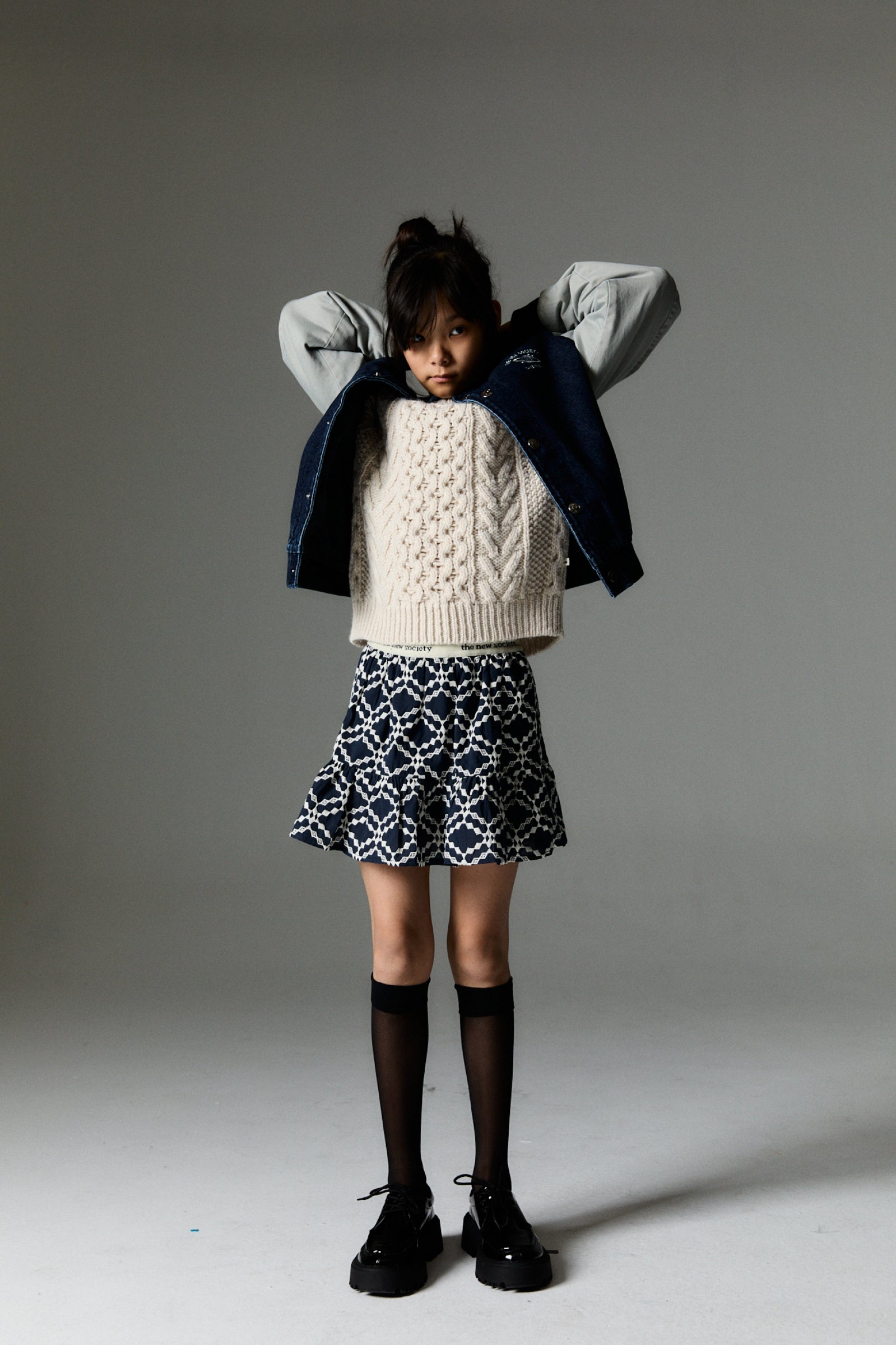 Girls Navy Cotton Skirt