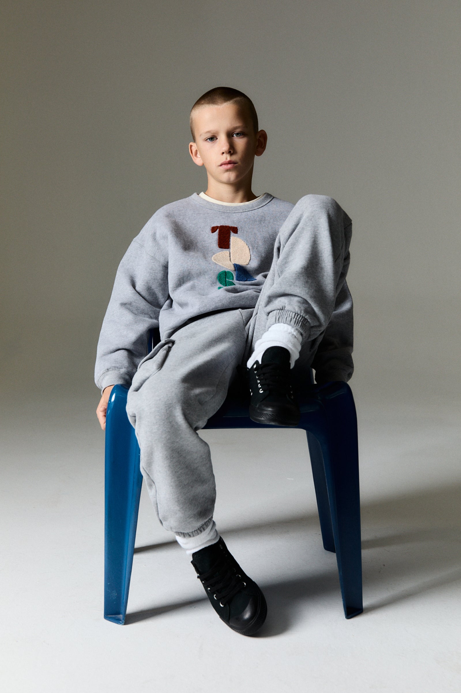 Boys Grey Cotton Sweatshirt