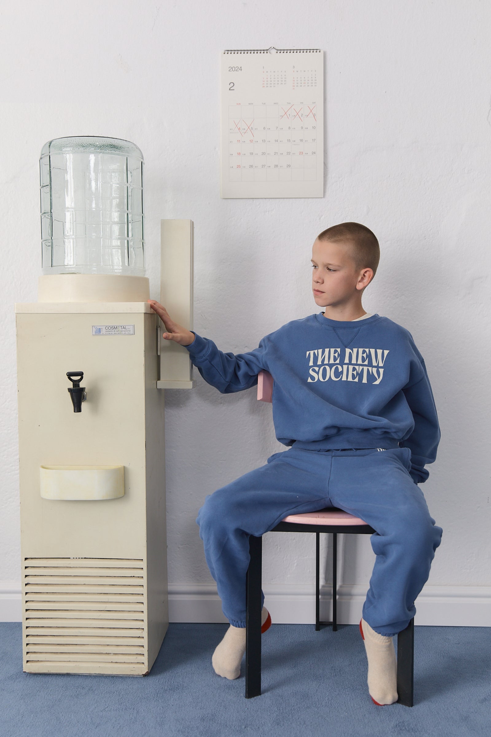 Boys Blue Logo Cotton Sweatshirt