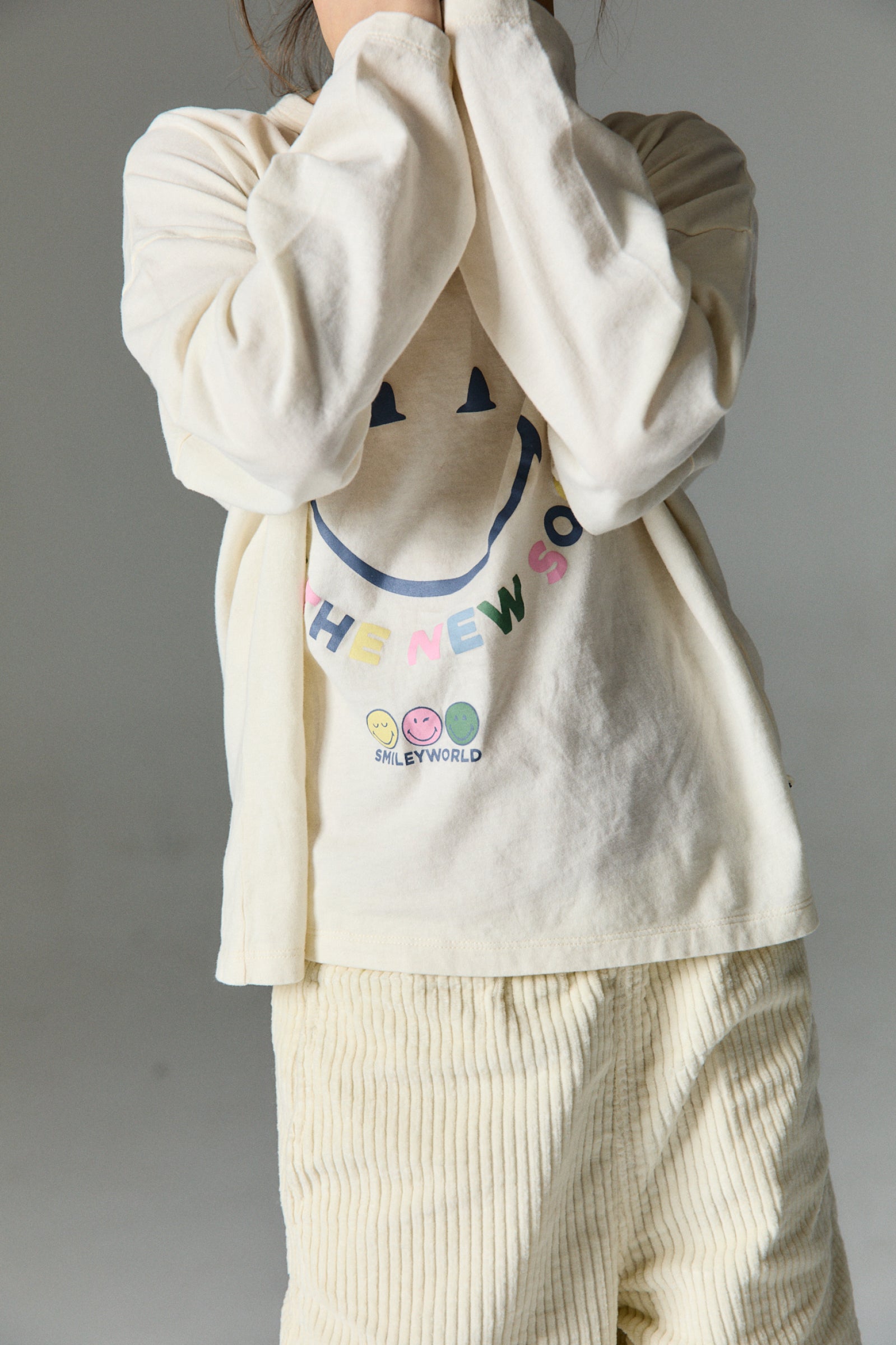Boys & Girls Cream Smiley Cotton T-Shirt