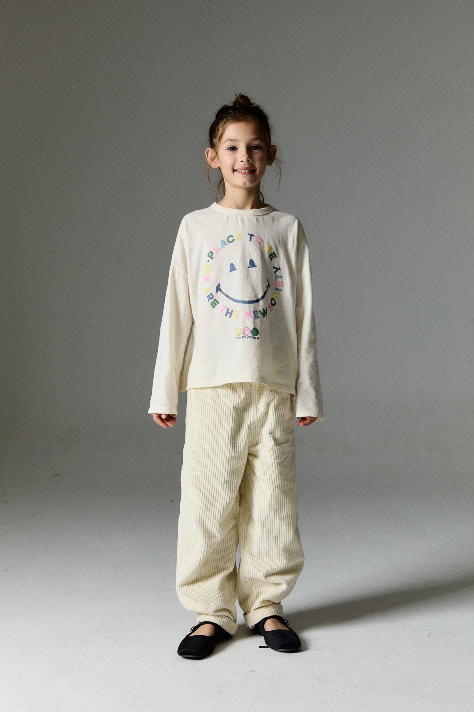 Boys & Girls Cream Smiley Cotton T-Shirt