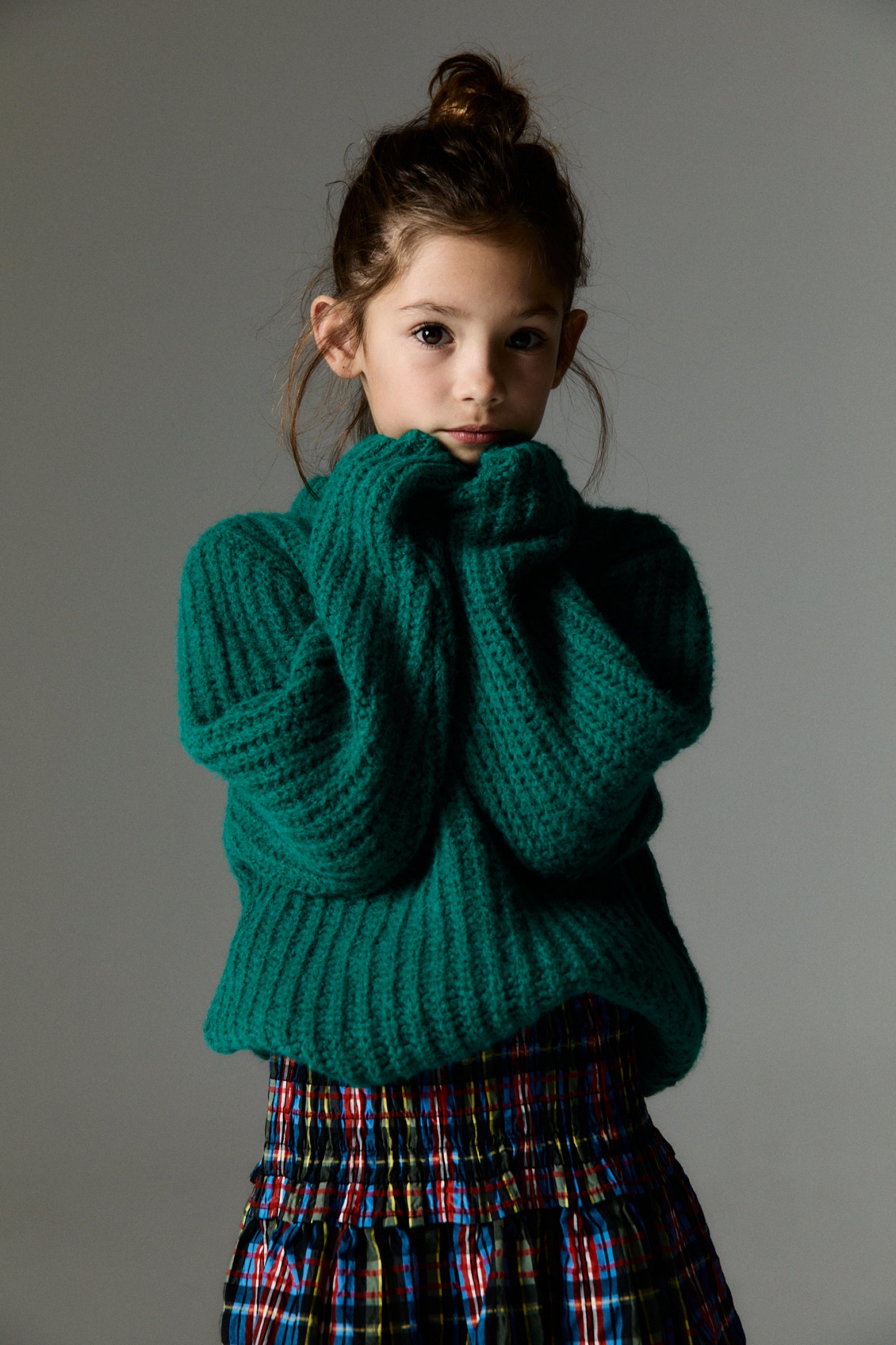 Girls Multicolor Check Skirt