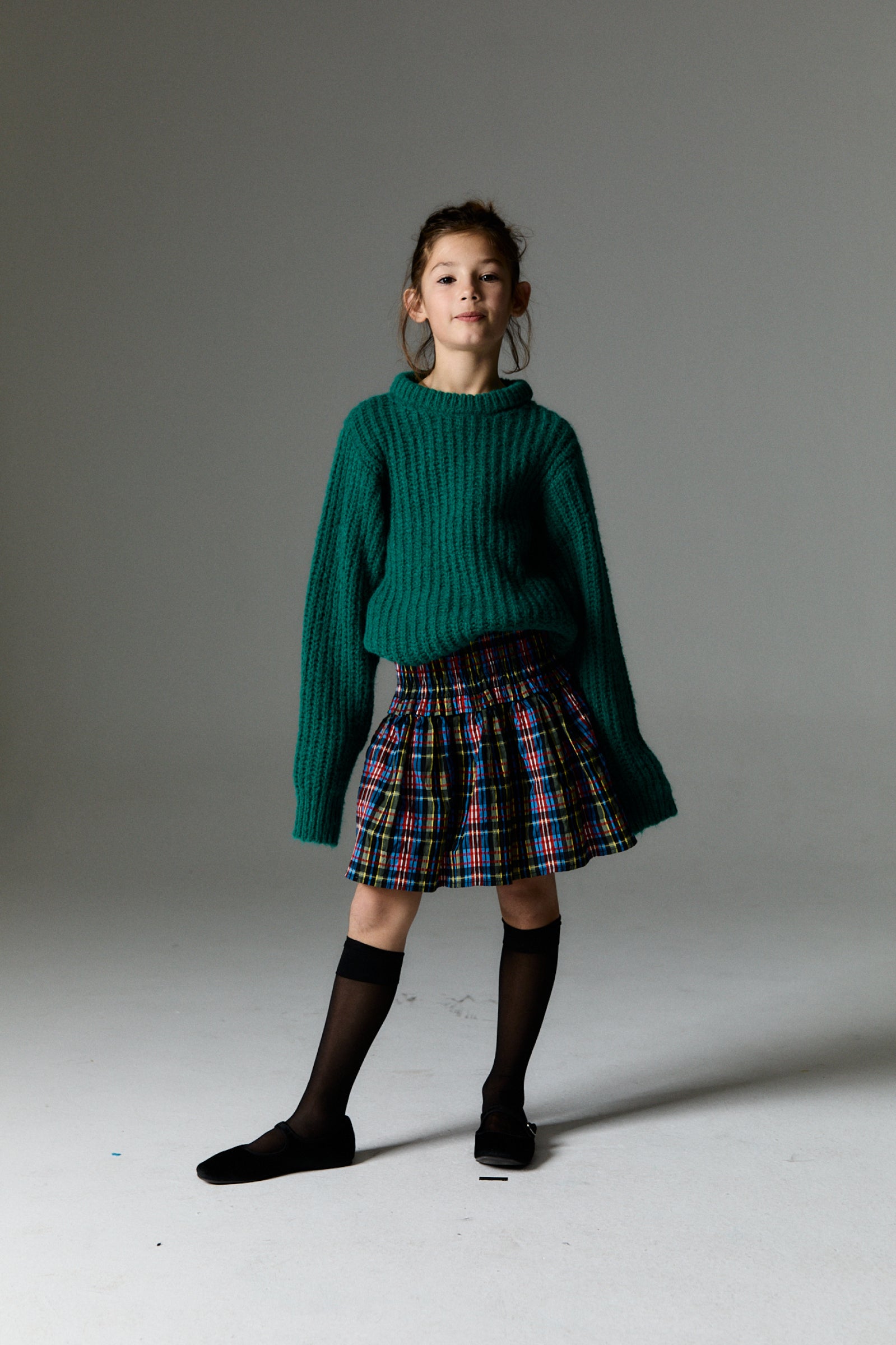 Girls Multicolor Check Skirt