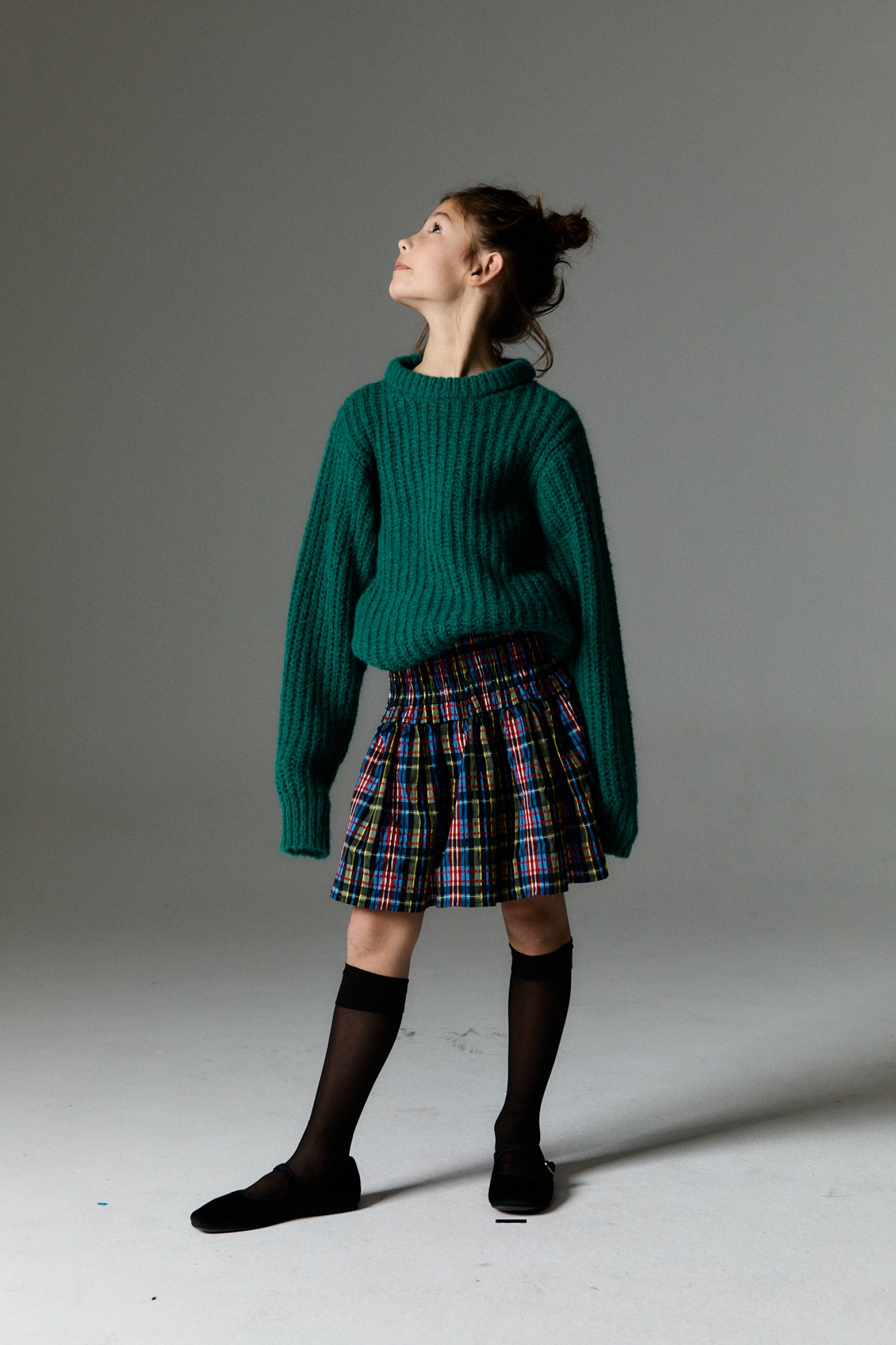 Girls Multicolor Check Skirt
