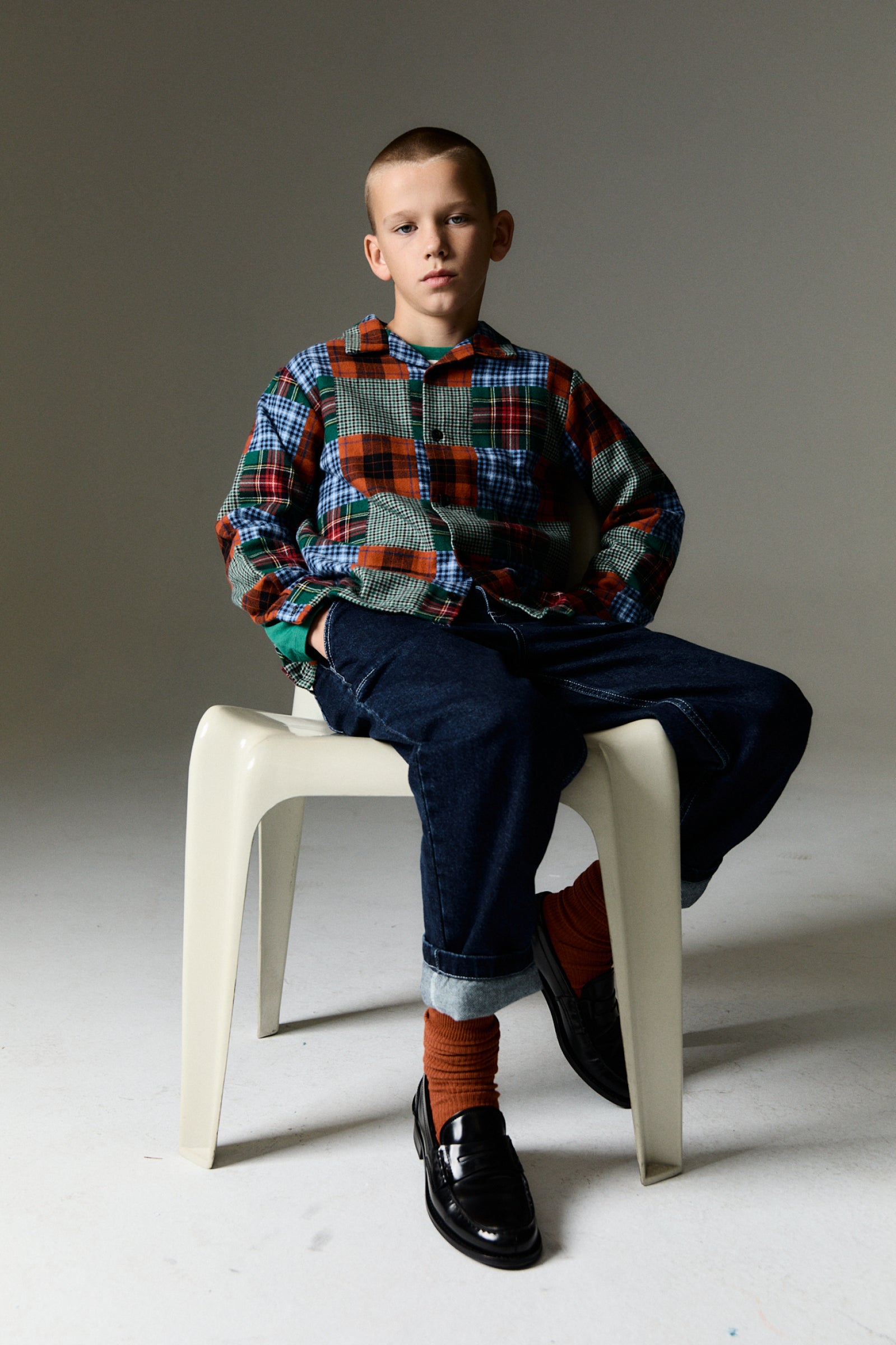 Boys Multicolor Check Cotton Shirt