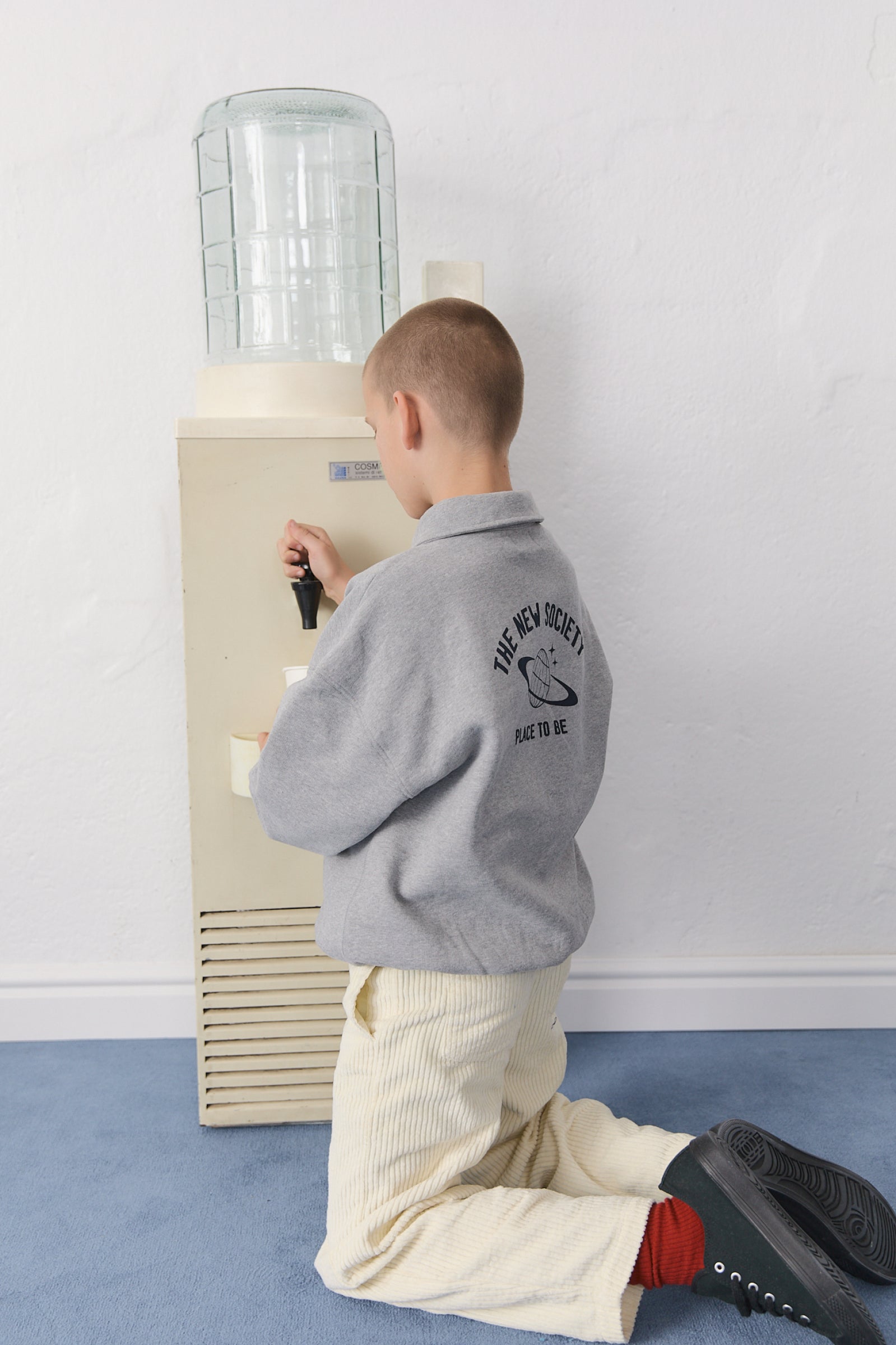 Boys Grey Cotton Polo Shirt
