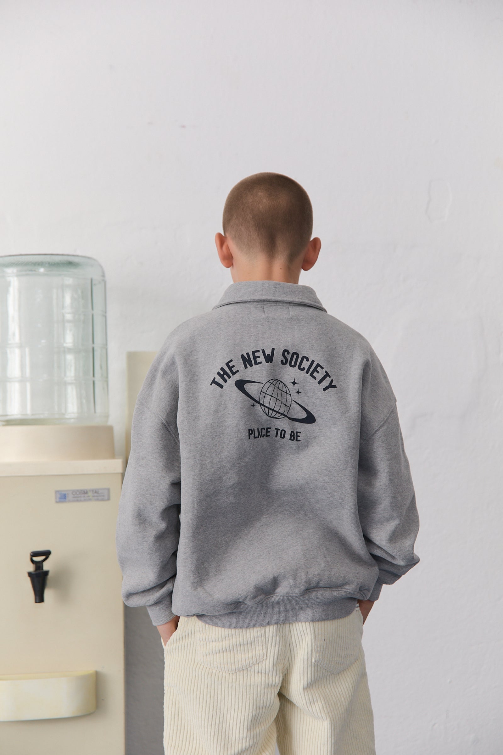 Boys Grey Cotton Polo Shirt
