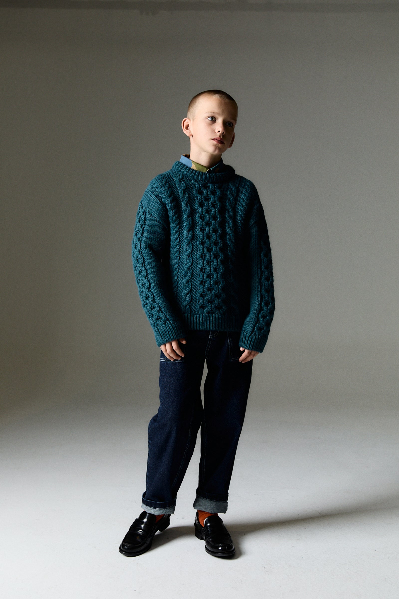 Boys Green Knit Sweater