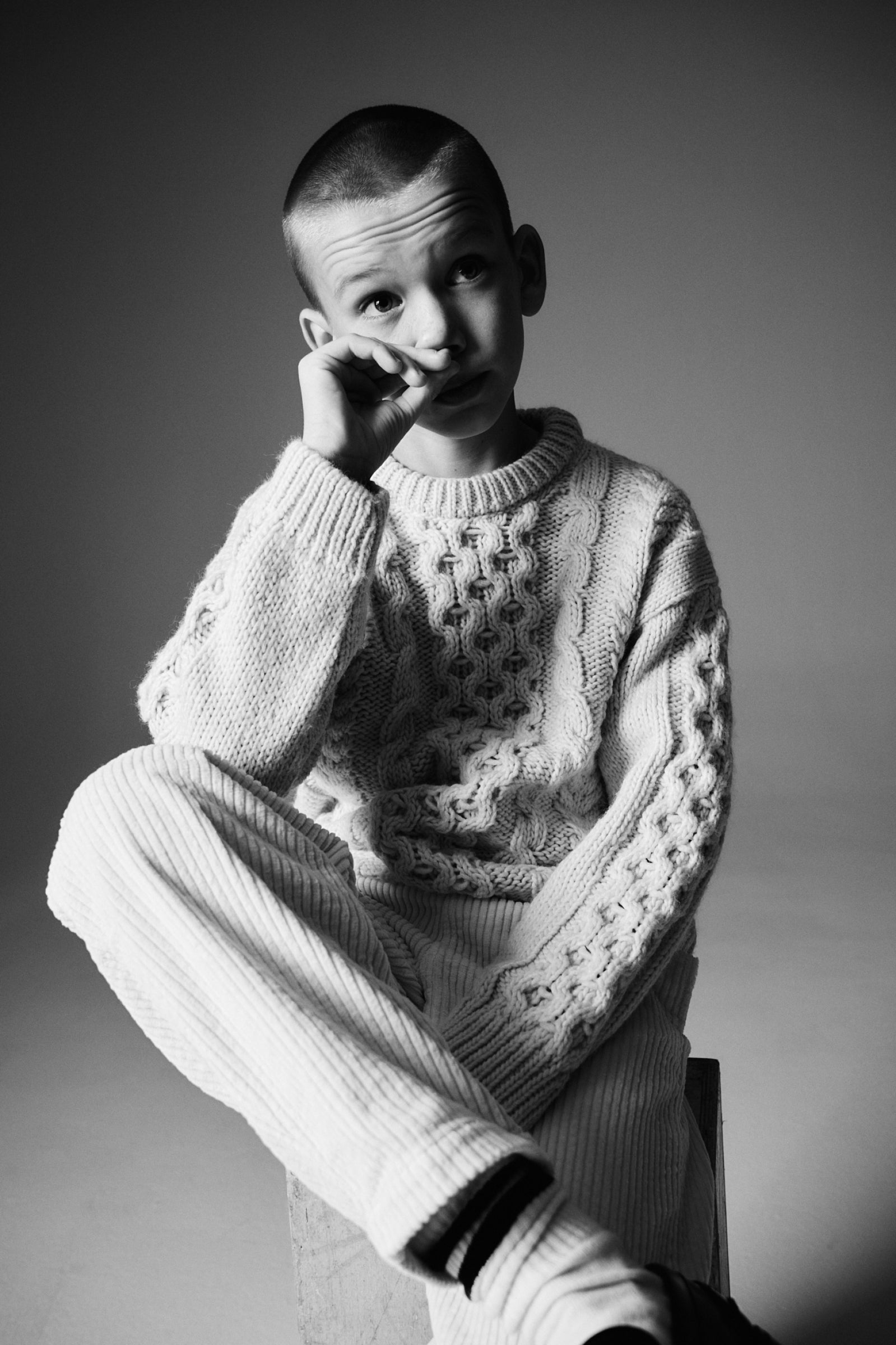 Boys Cream Wool Sweater