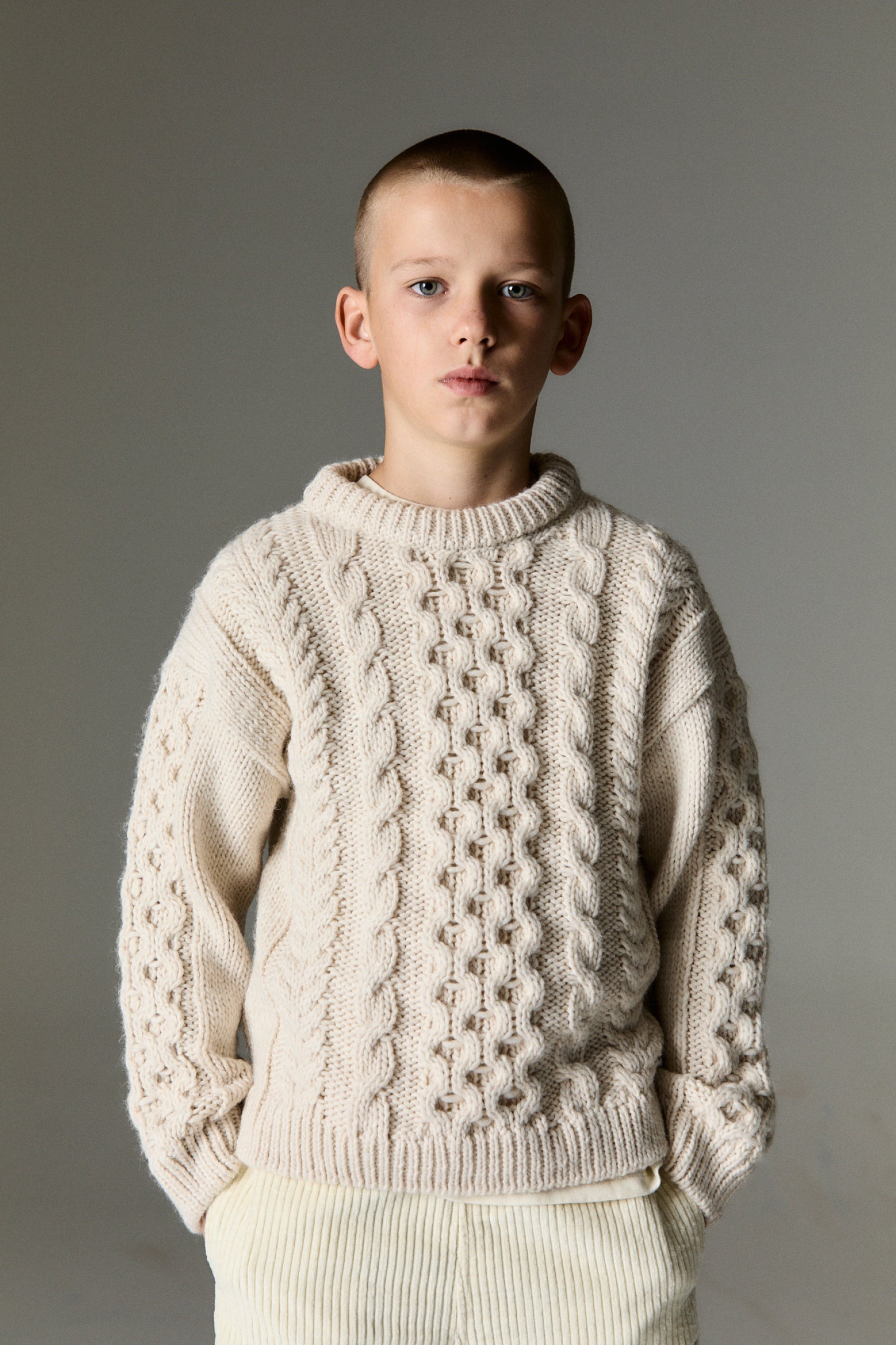 Boys Cream Wool Sweater