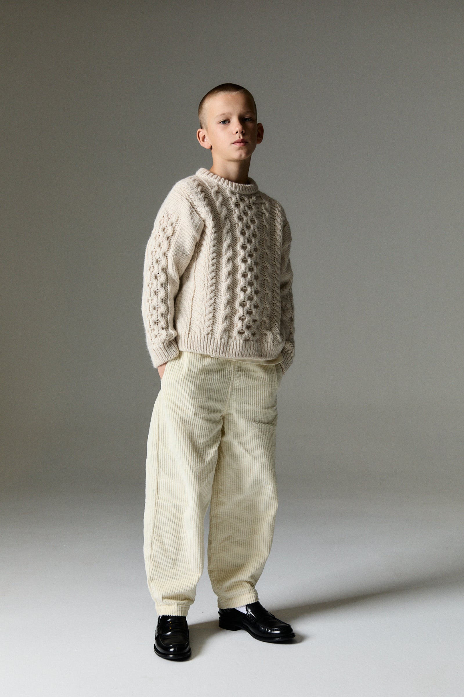 Boys Cream Wool Sweater