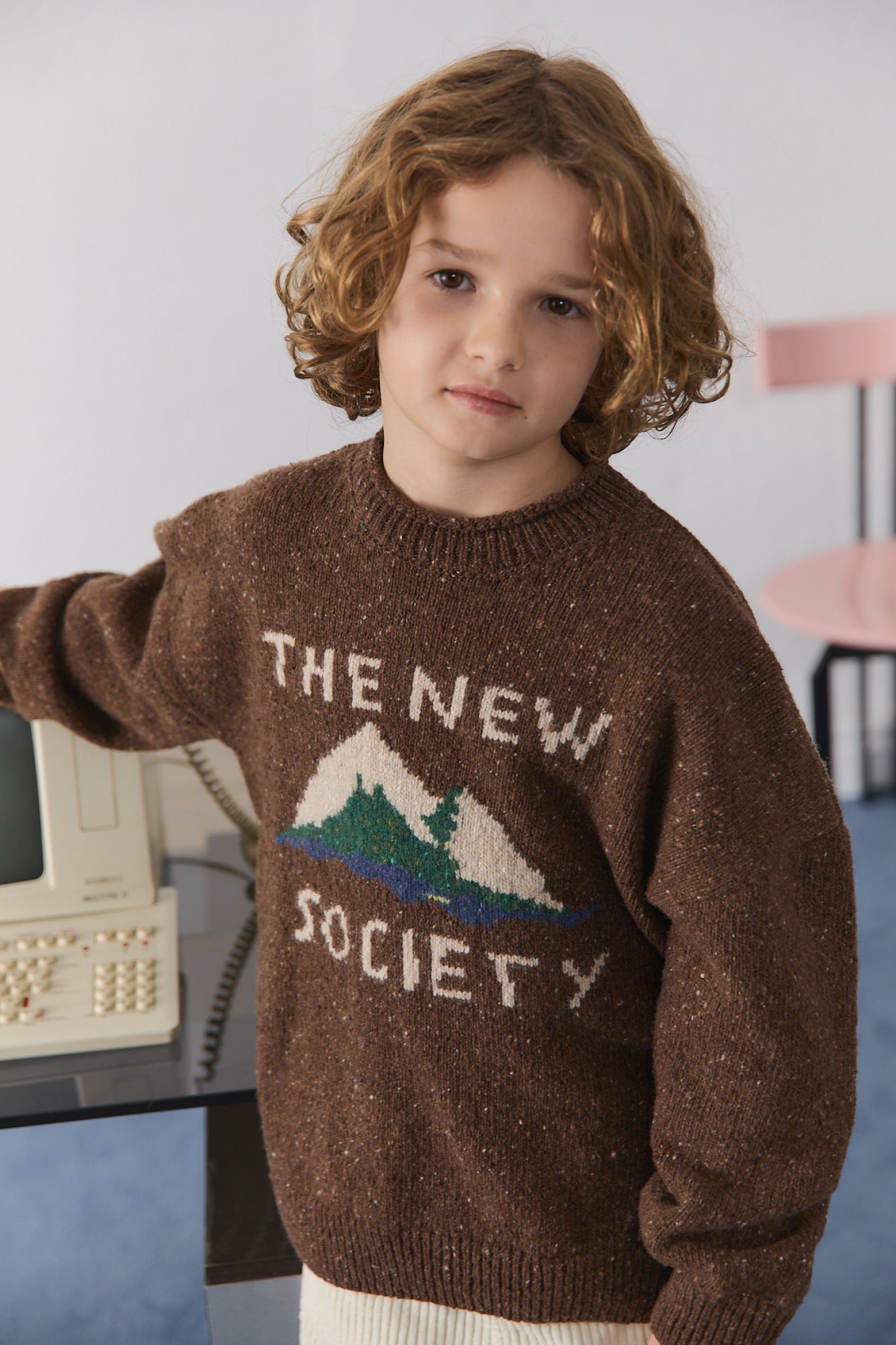 Boys Brown Knit Sweater