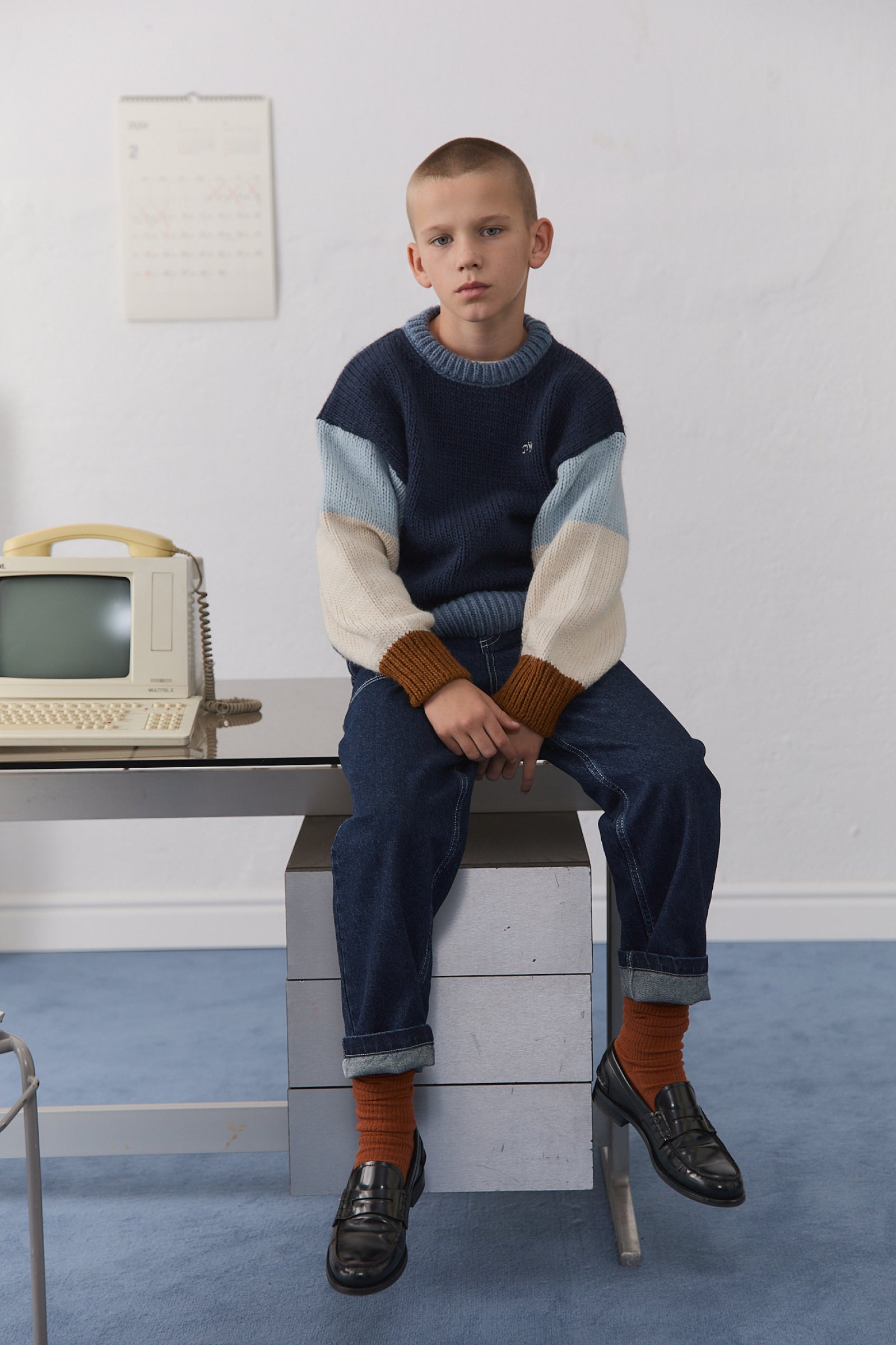 Boys Navy Knit Sweater
