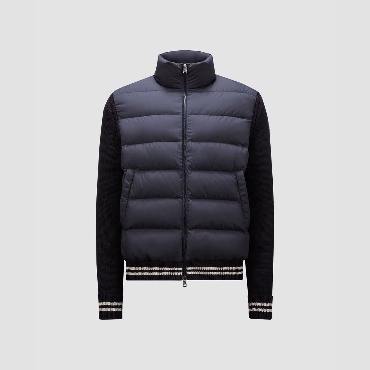Men Navy Padded Down Zip-Up Top