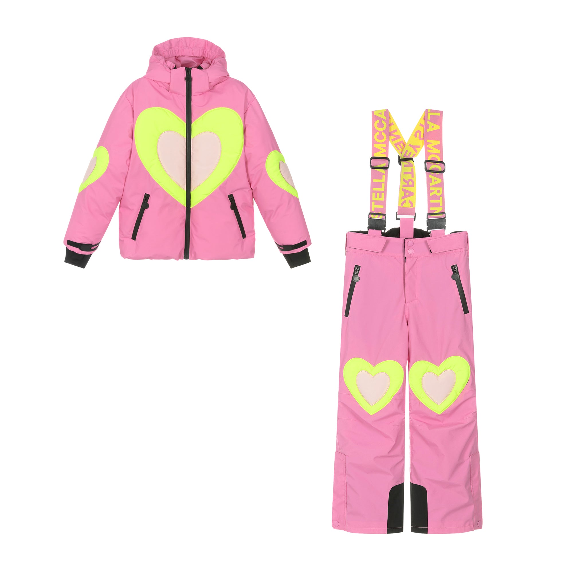 Girls Pink Heart Ski Set