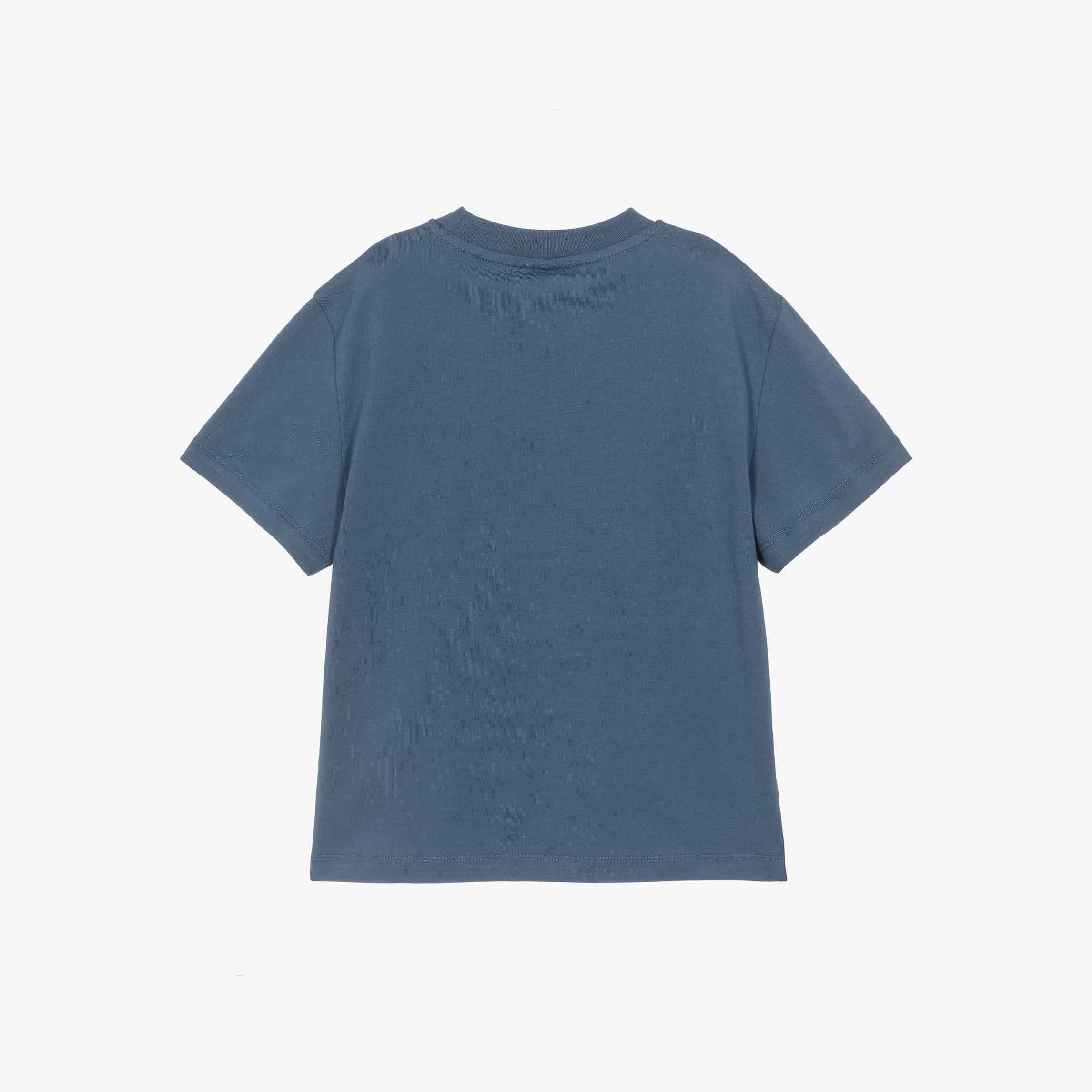 Boys Blue Whale Printed Cotton T-Shirt