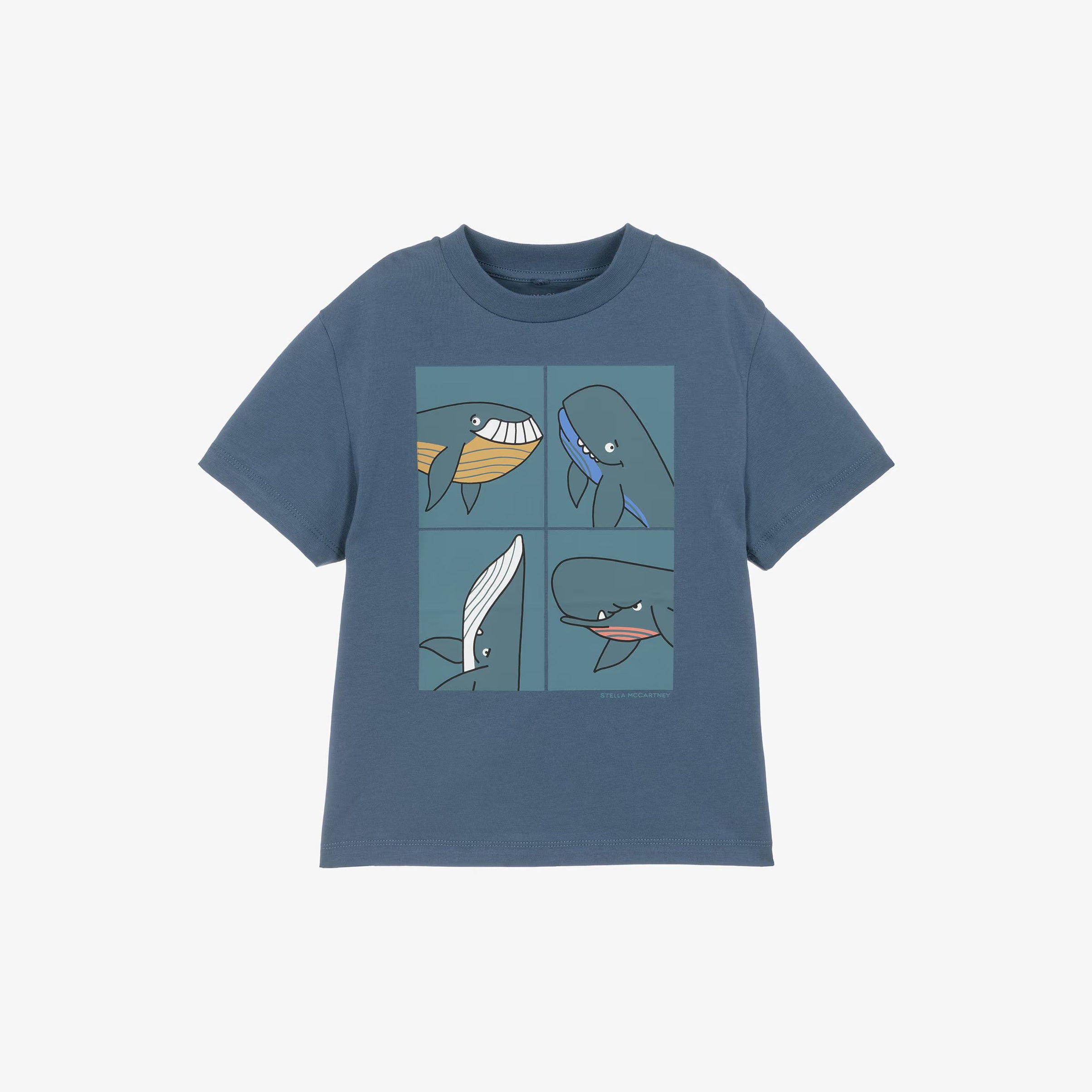 Boys Blue Whale Printed Cotton T-Shirt