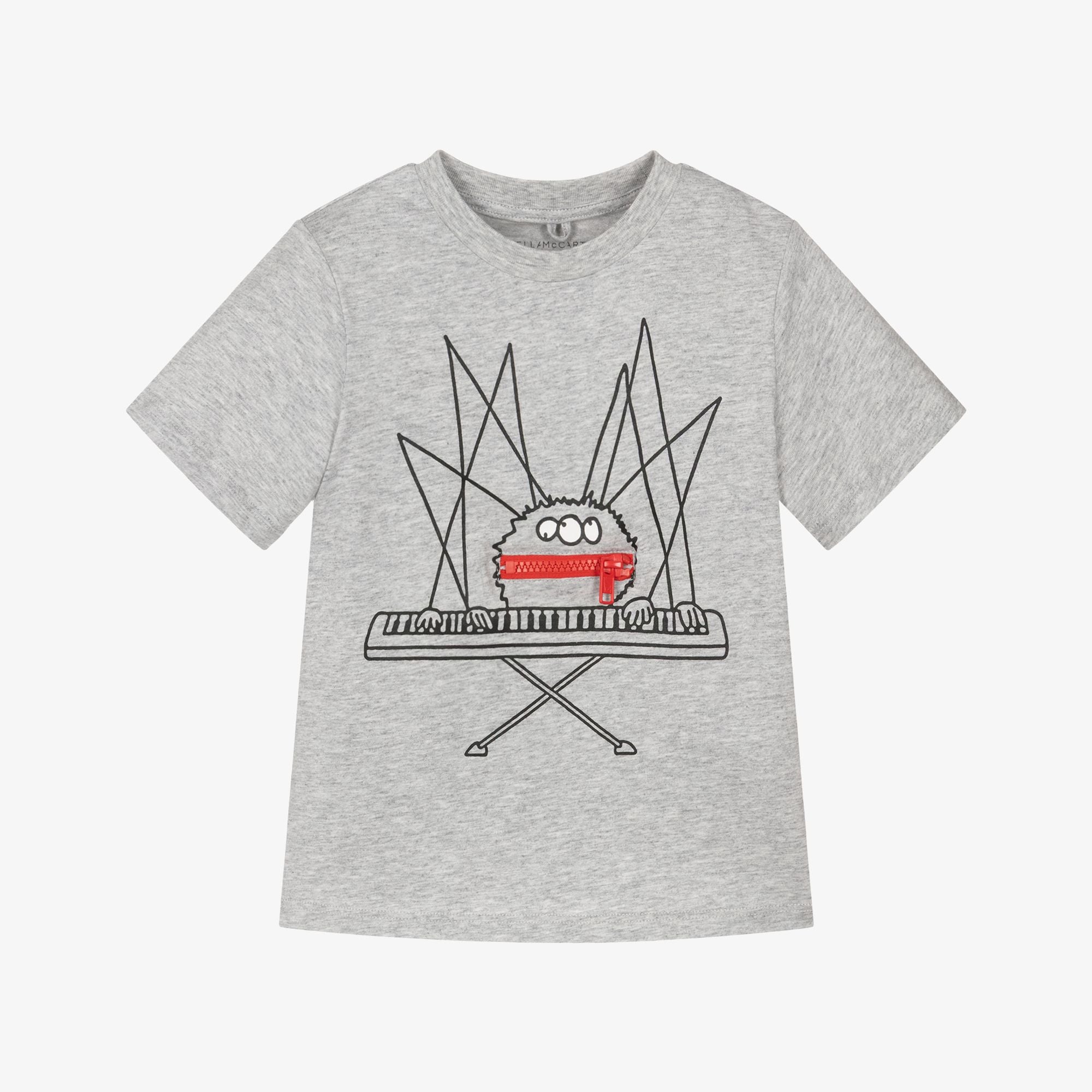 Boys Grey Spider Pattern Cotton T-Shirt