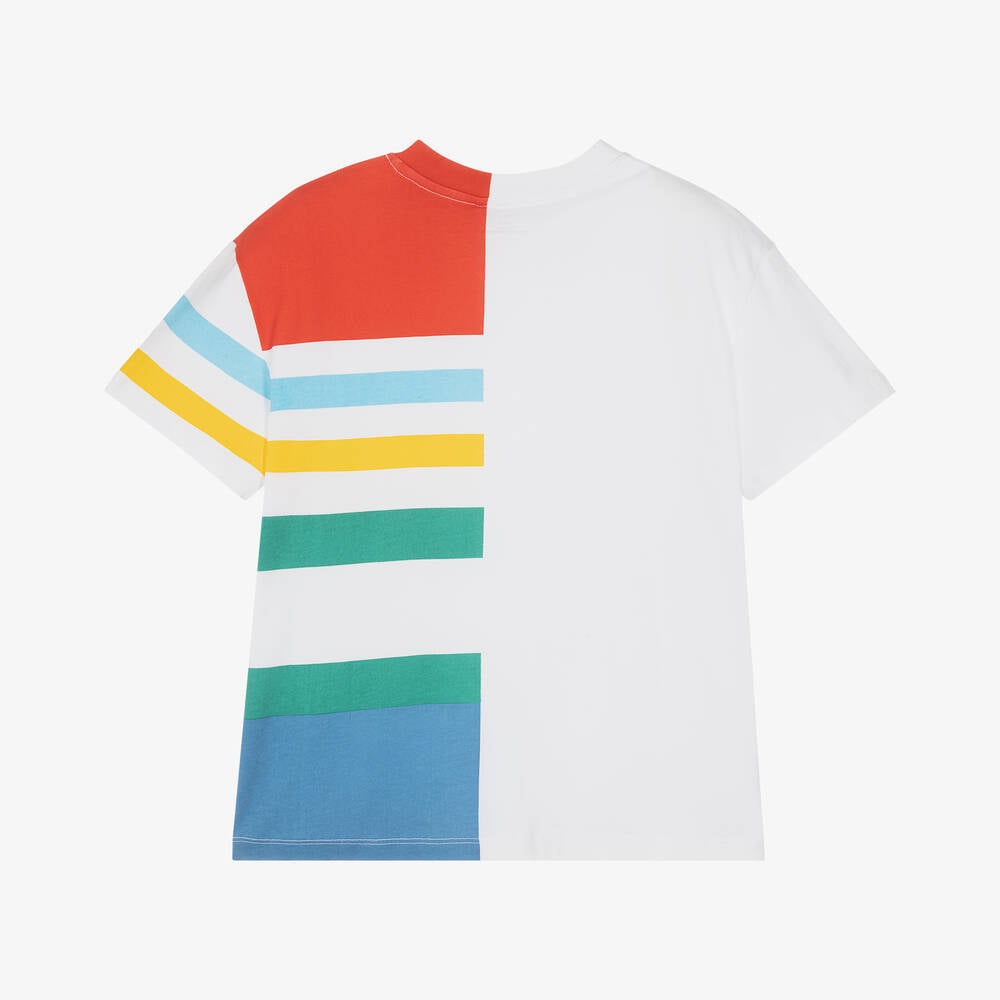 Boys White Logo Cotton T-Shirt