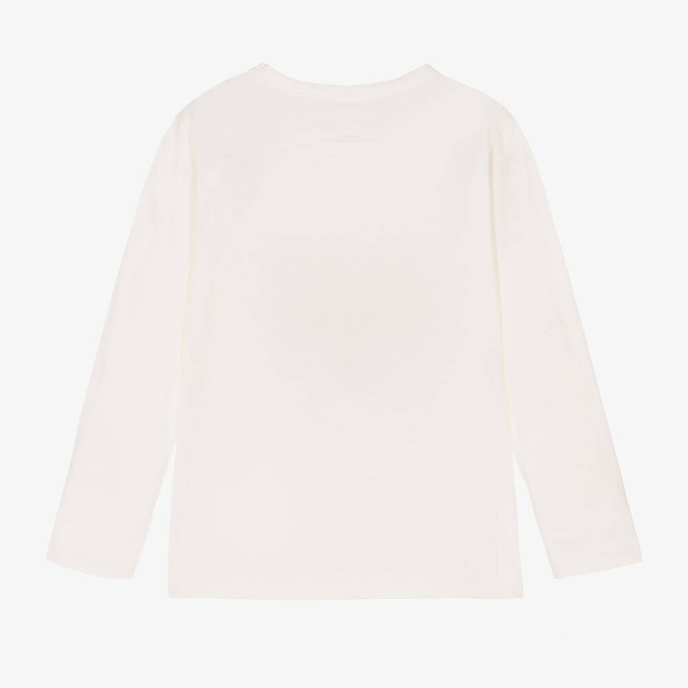 Girls White Logo Cotton T-Shirt