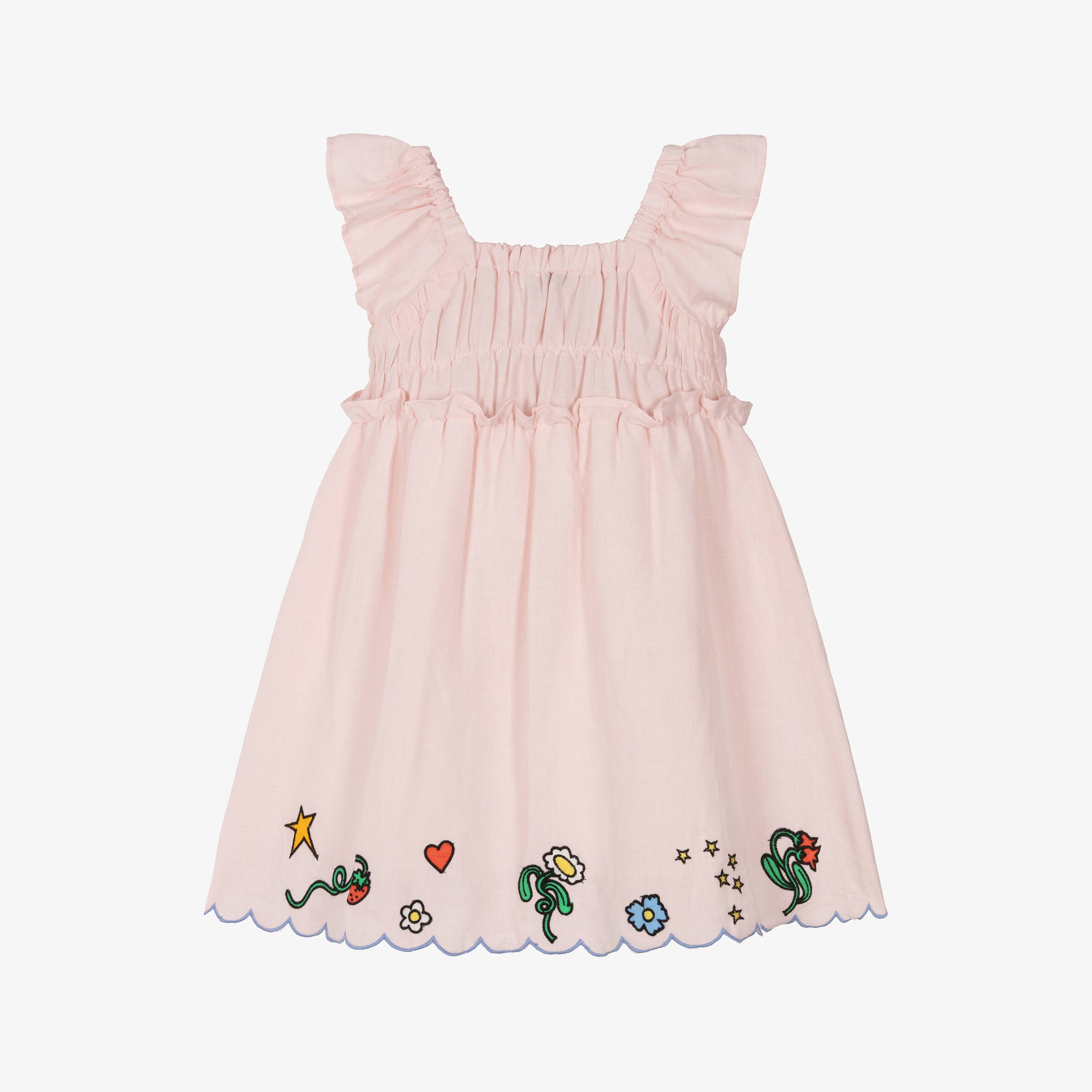 Girls Light Pink Embroidered Dress