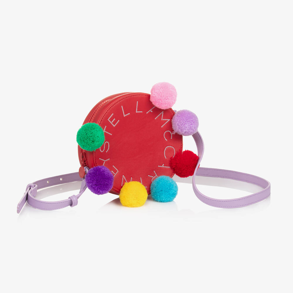 Girls Red Pom-Pom Shoulder Bag(L16xH16xD5cm)