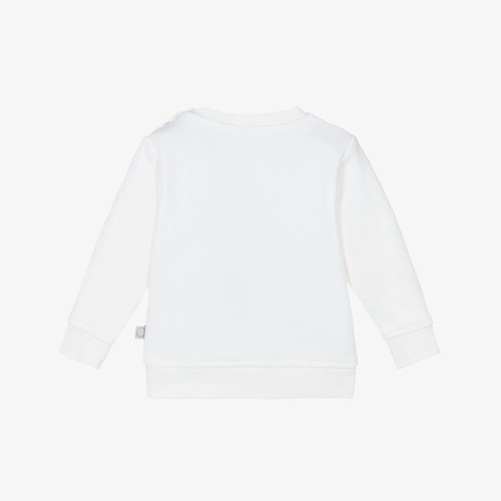 Baby Girls White Printed Cotton Sweatshirt
