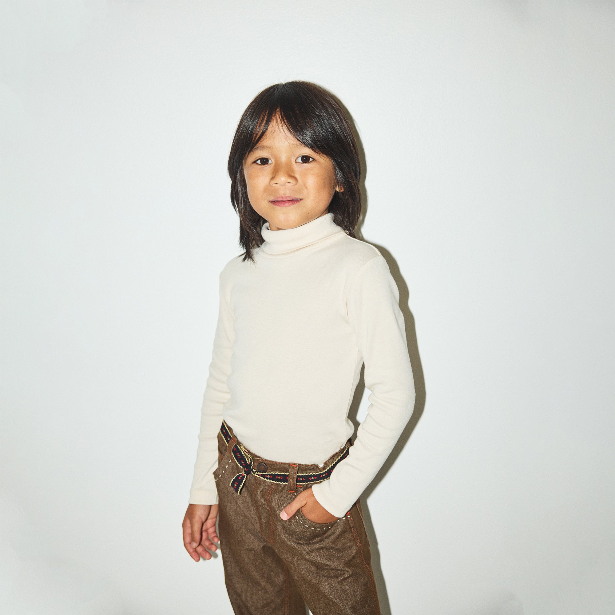 Boys & Girls White Cotton Turtleneck