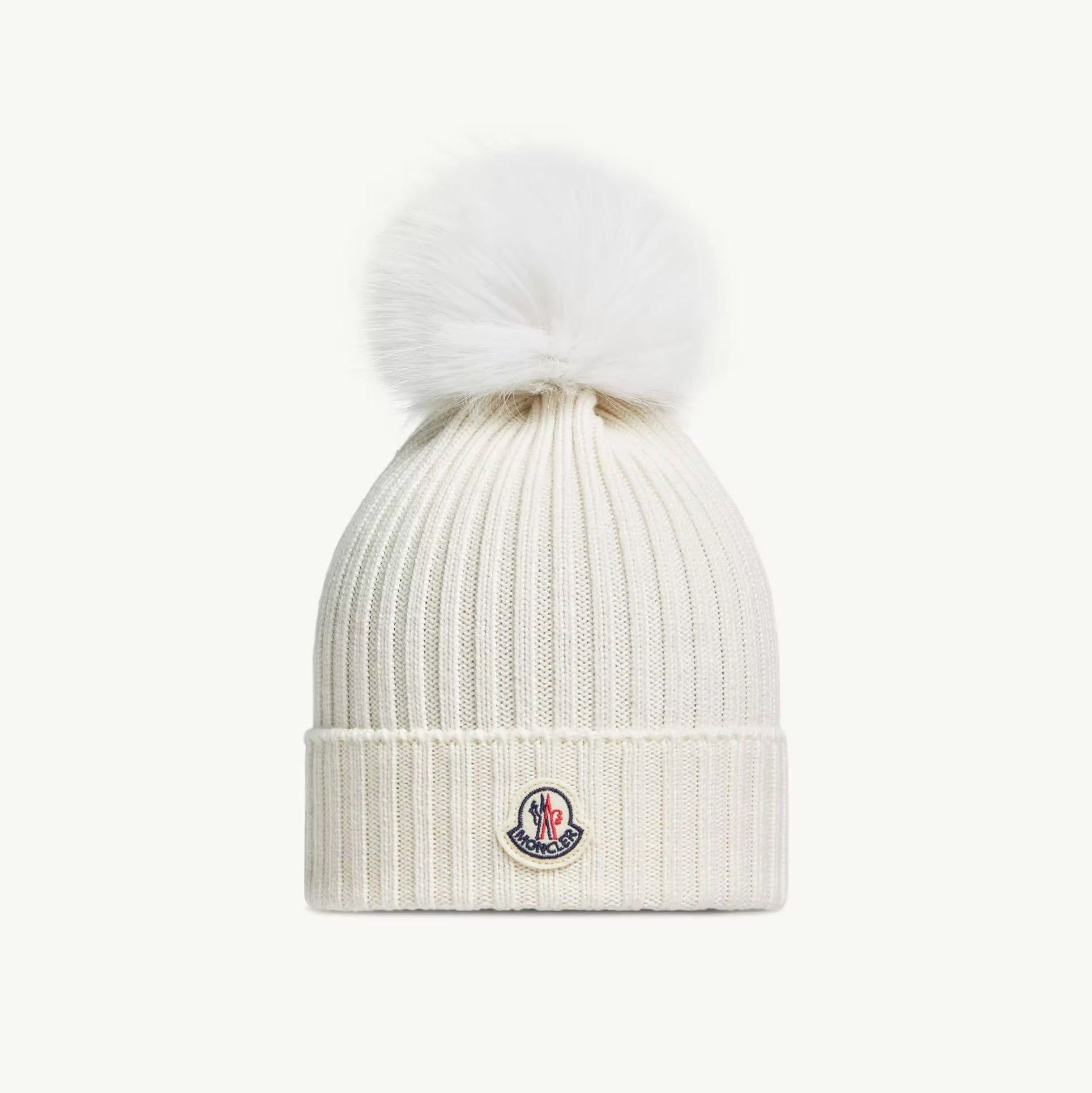 Girls White Wool Pom-Pom Hat